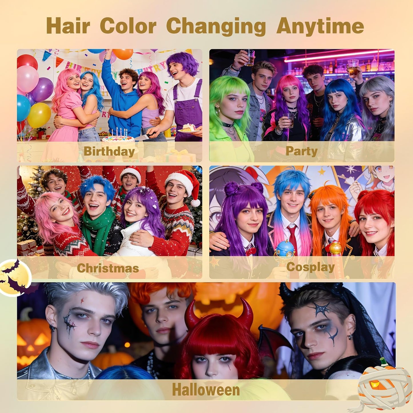 Gold Temporary Hair Color Spray - Instant Silver Hair Dye for Parties | 150ml Washable & Disposable