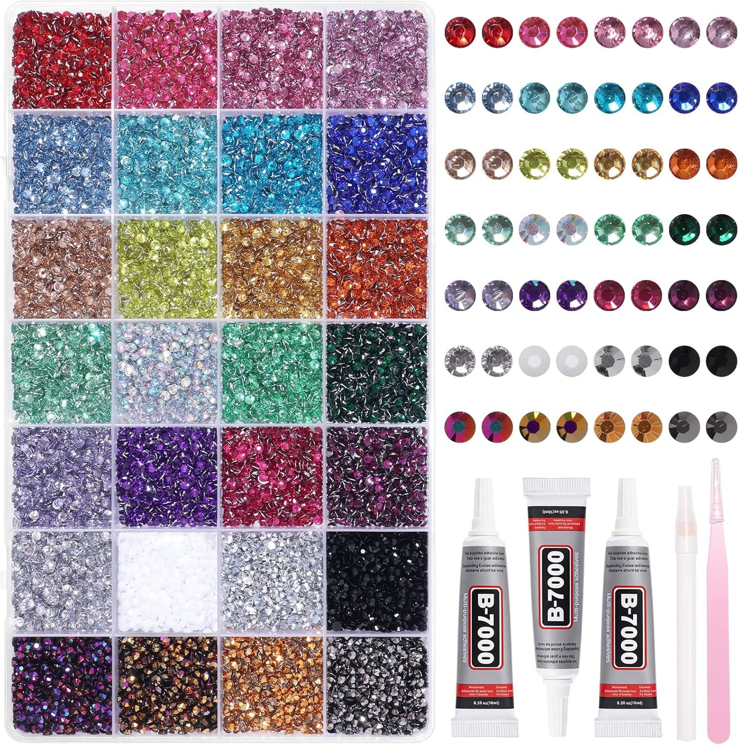 32000 Pcs Rhinestones Bedazzling Kit - 3mm Color Resin Gems for Crafts | DIY Clothing, Shoes & Makeup