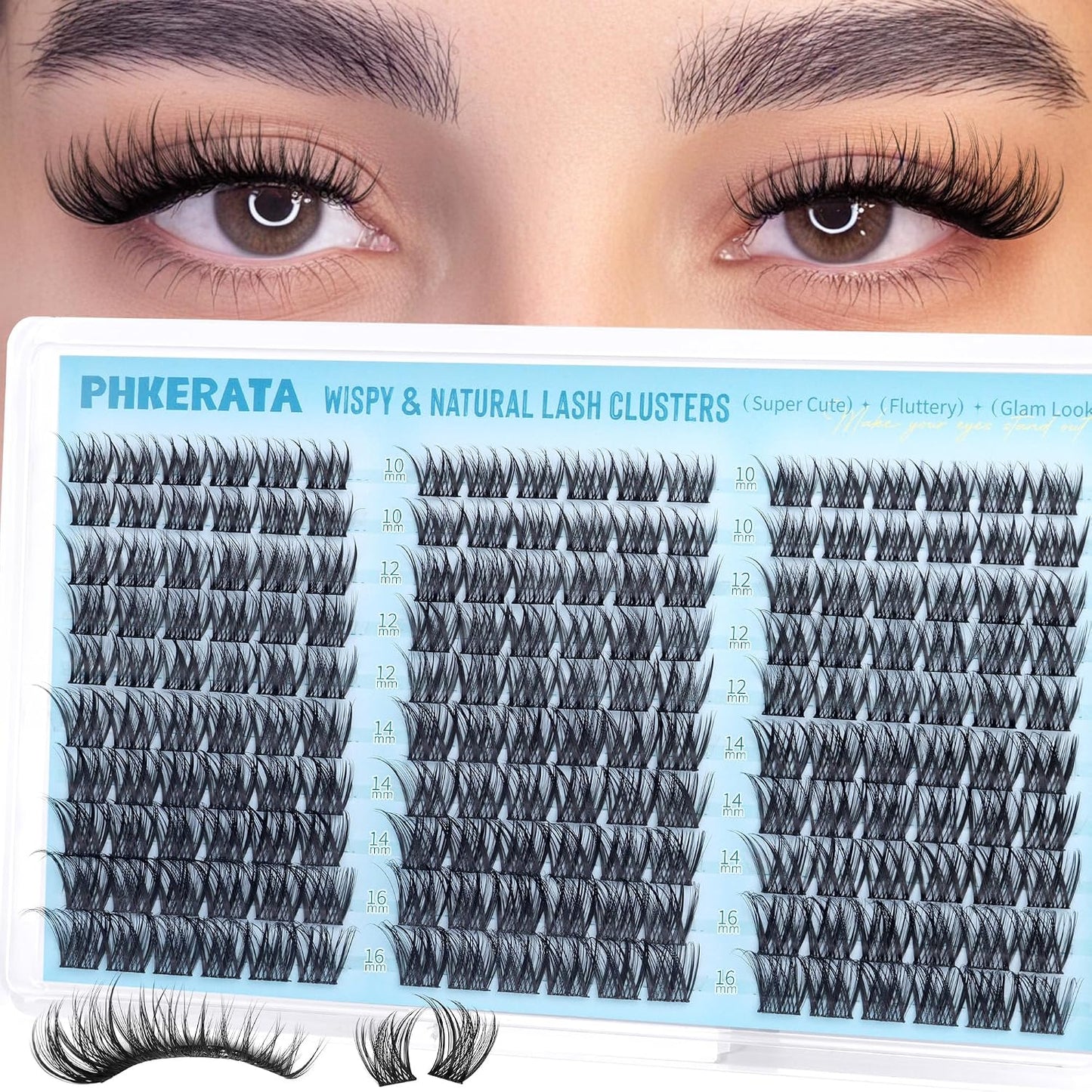 Eyelash Clusters - Natural Wispy Lash Extensions 240 Pcs | DIY Soft C Curly 10-16mm Individual Lashes