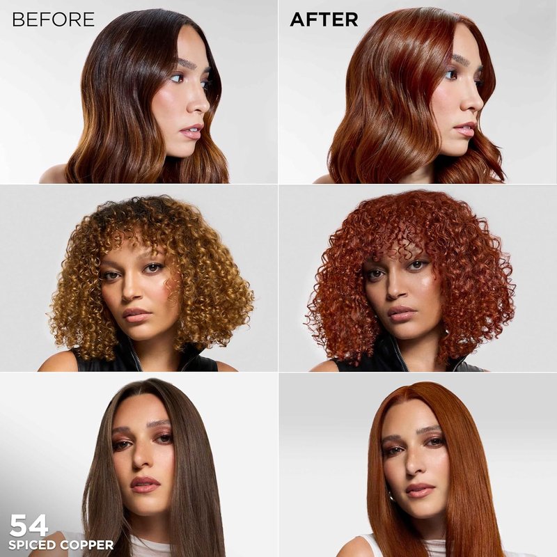 L'Oreal Paris Feria Hair Color - Multi-Faceted Shimmering Dye for 3X Highlights | 54 Spiced Copper, 1 Kit