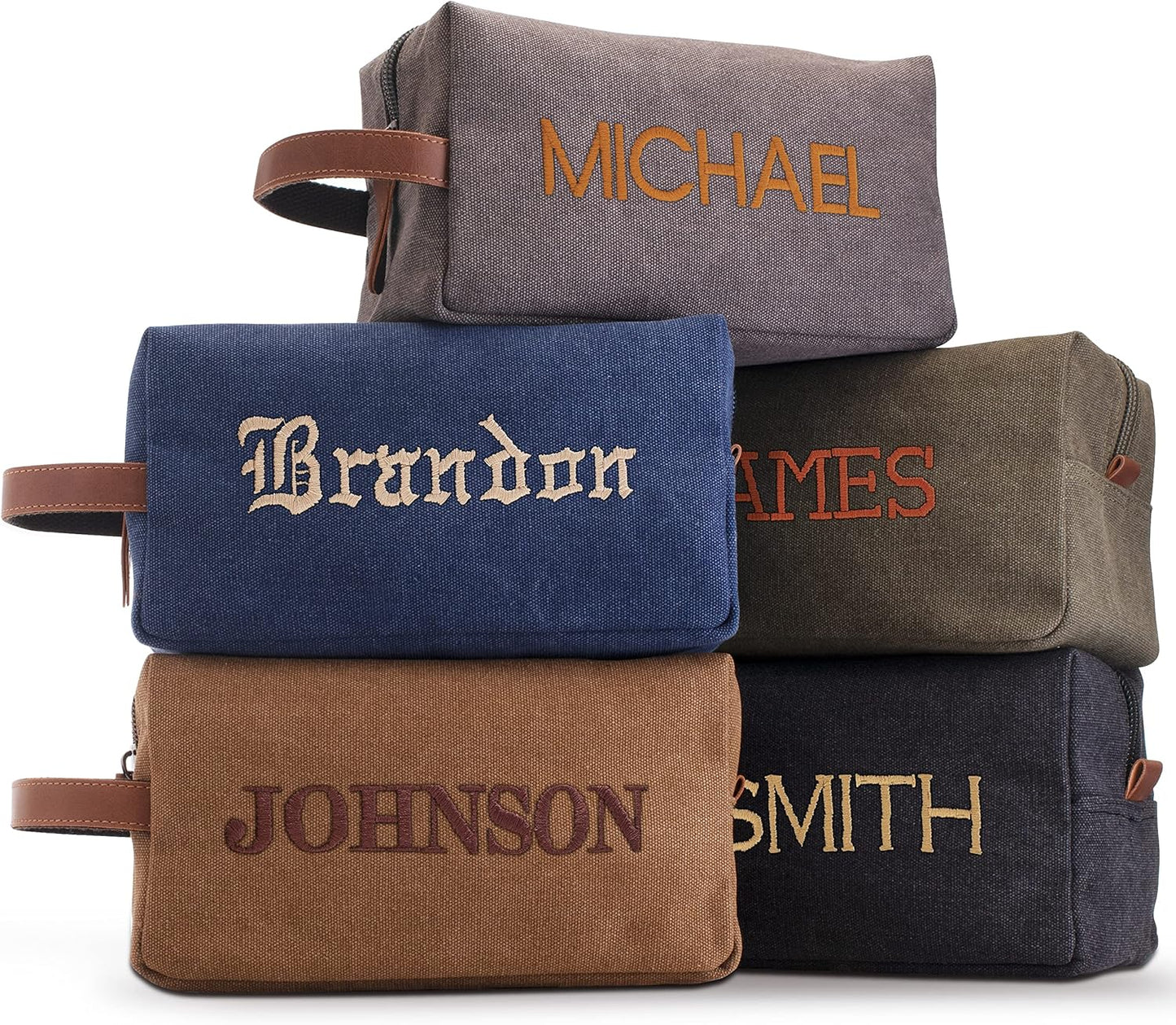 Personalized Toiletry Bag for Men - Handcrafted Embroidered Design | 5 Canvas & 8 Thread Color Options