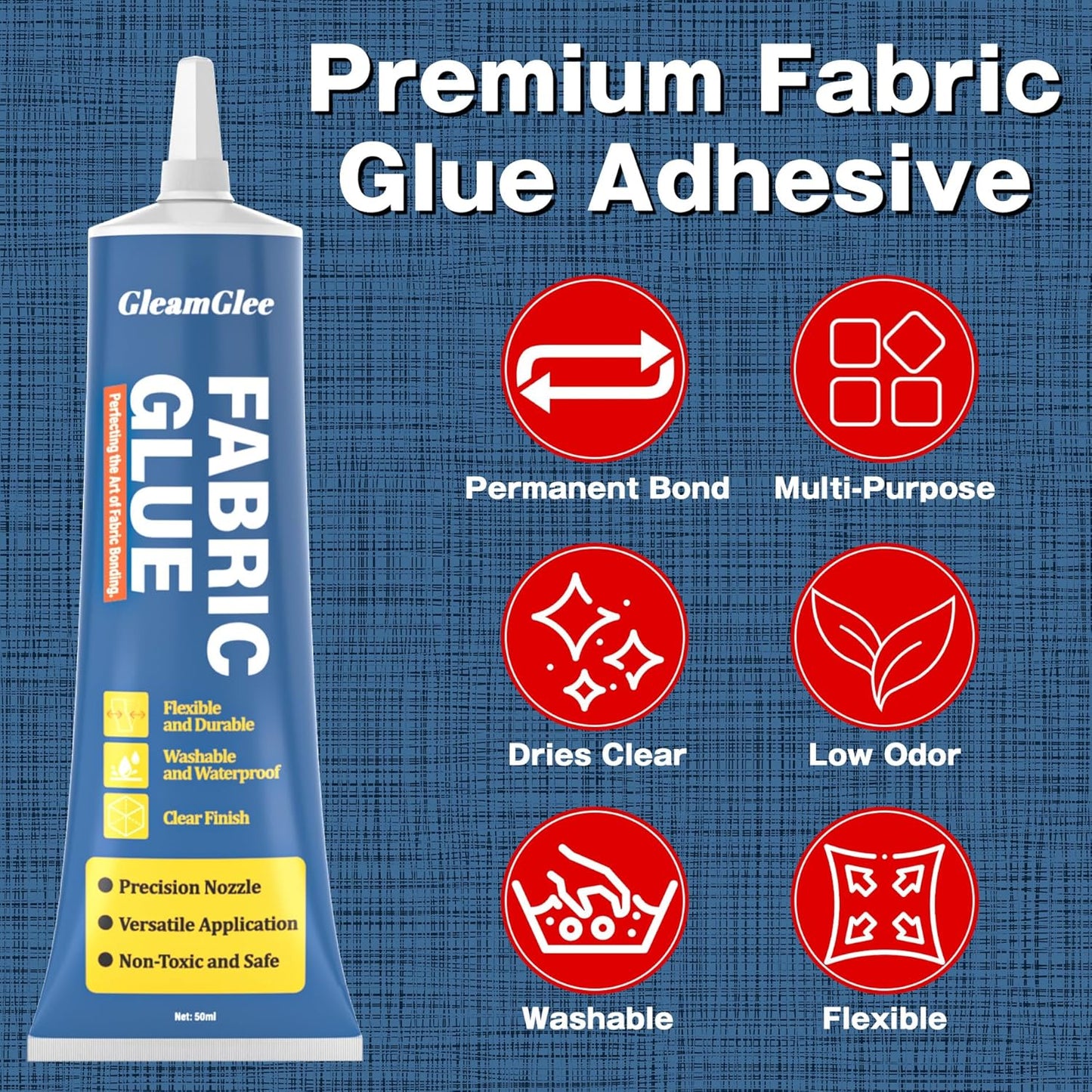 Permanent Fabric Glue - Extra Strong Washable Adhesive for Clothing Repairs, Crafts & Upholstery | 100ml (3.38 oz)
