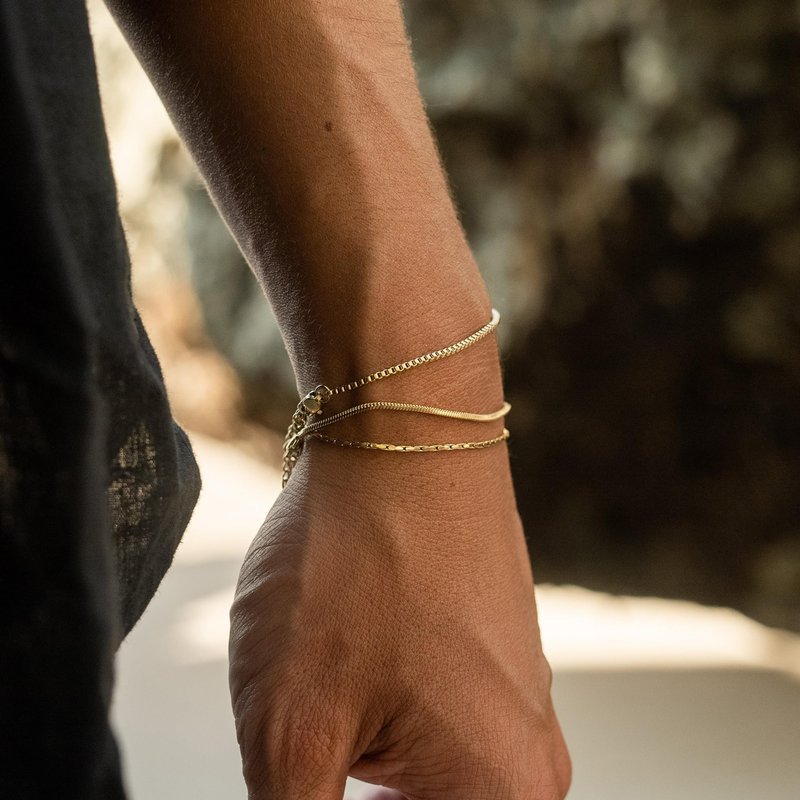 Mens Bracelet - Dainty Gold/Silver Chain Bracelet Stack 14K Gold Plated Silver Bracelets for Men Stainless Steel Adjustable Cross Charm Cuban Link Bracelet Snake Jewelry Set to Men Dad Birthday Day