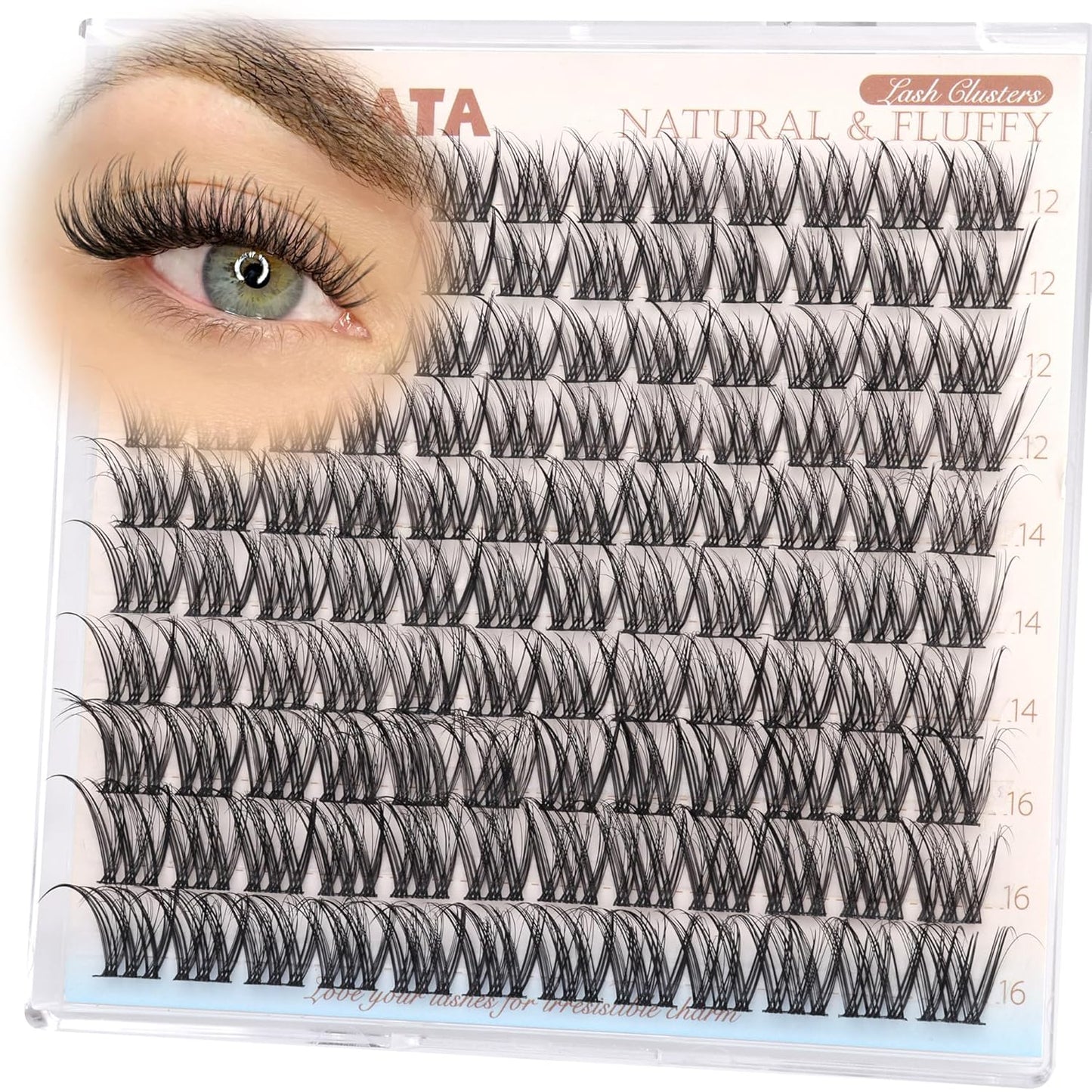 Natural Cluster Lashes - 14mm Wispy Eyelash Extensions | C Curvature for Daily Wear