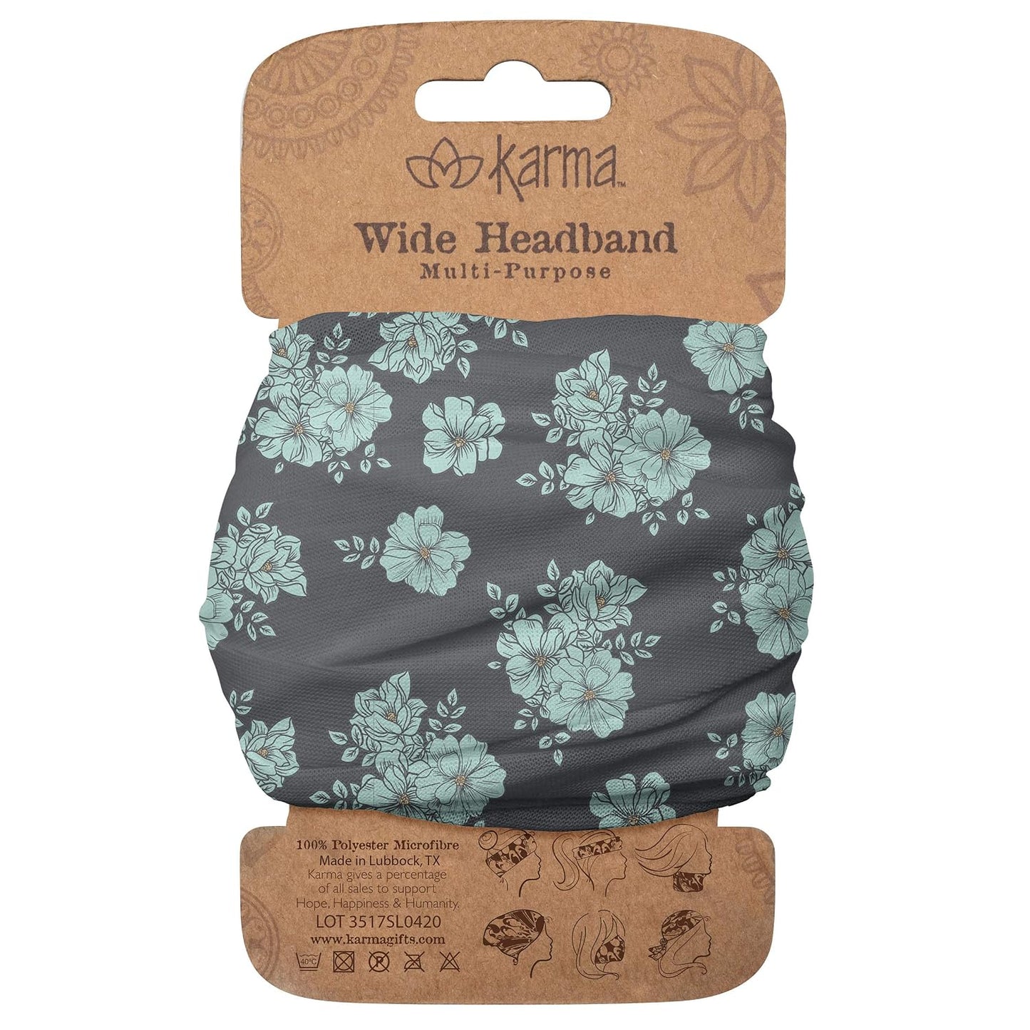 Floral Headband for Women - Teal/Apricot Split Design | Wide Fabric & Stretchy Hair Scarf