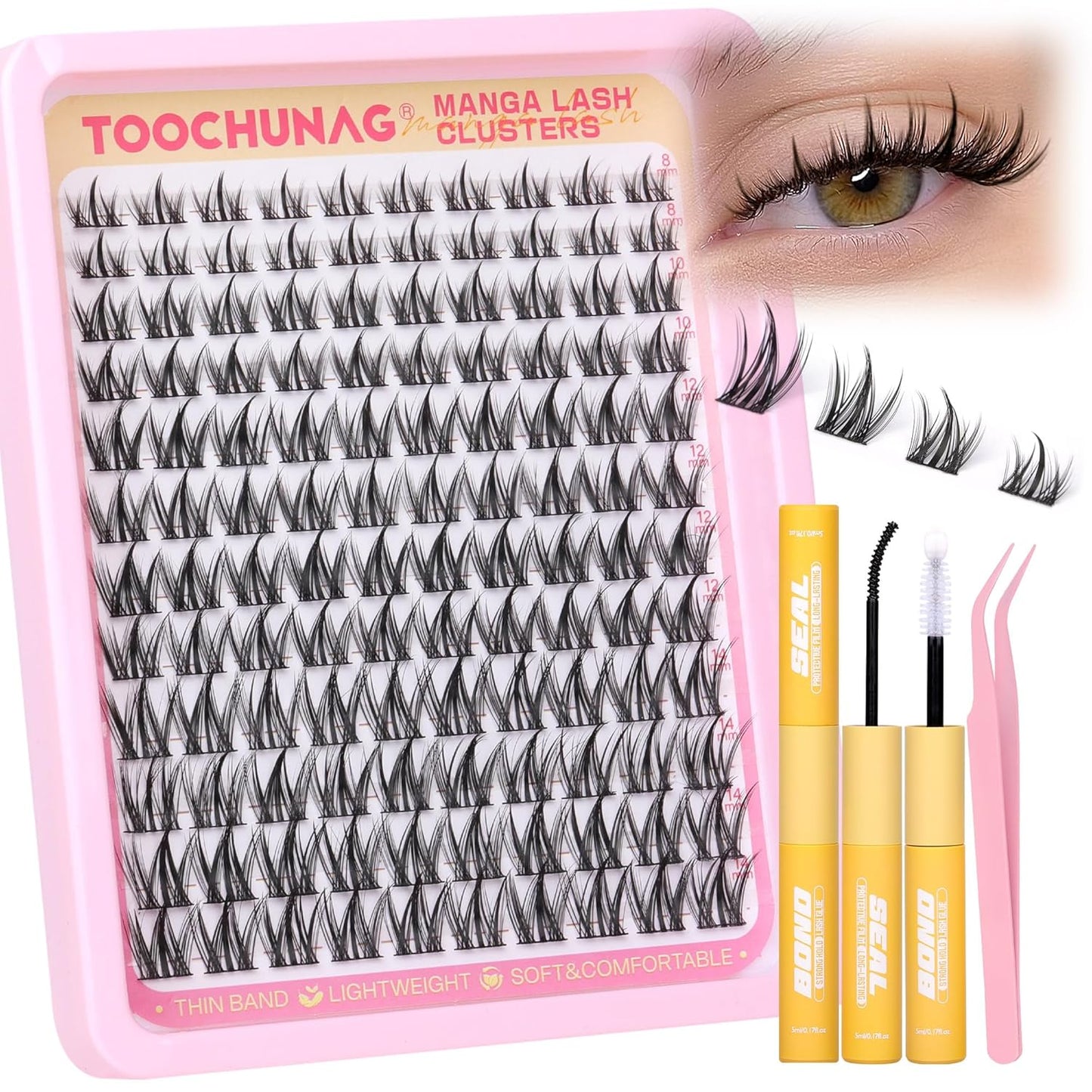 Natural Cluster Eyelash Extensions - Wispy D Curly Individual Lashes | 10-16mm Soft Volume DIY Lash Clusters