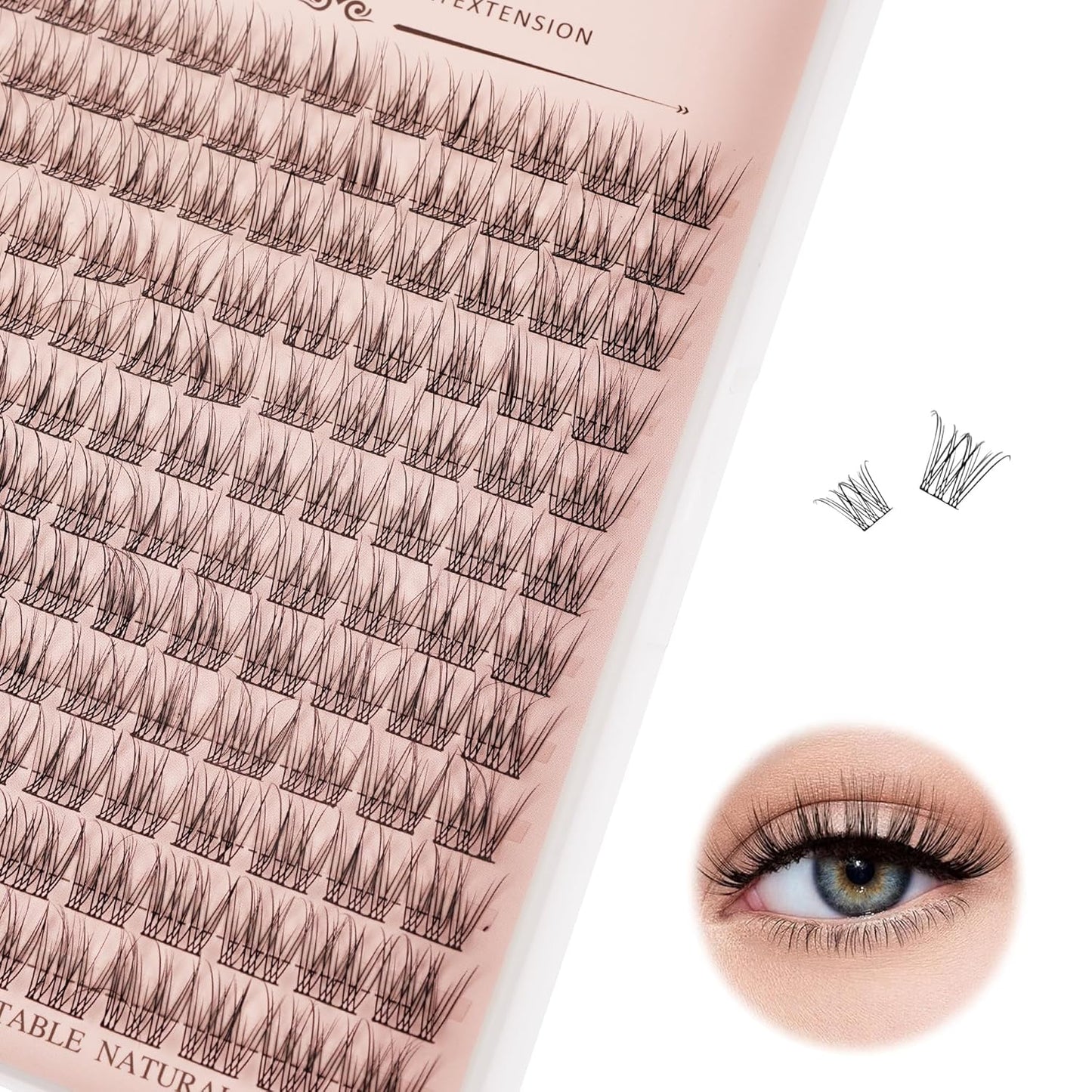 Lash Clusters - 144 PCS Individual 12mm D Curl Eyelash Extensions | Thick, Natural Wispy Reusable Volume Lashes