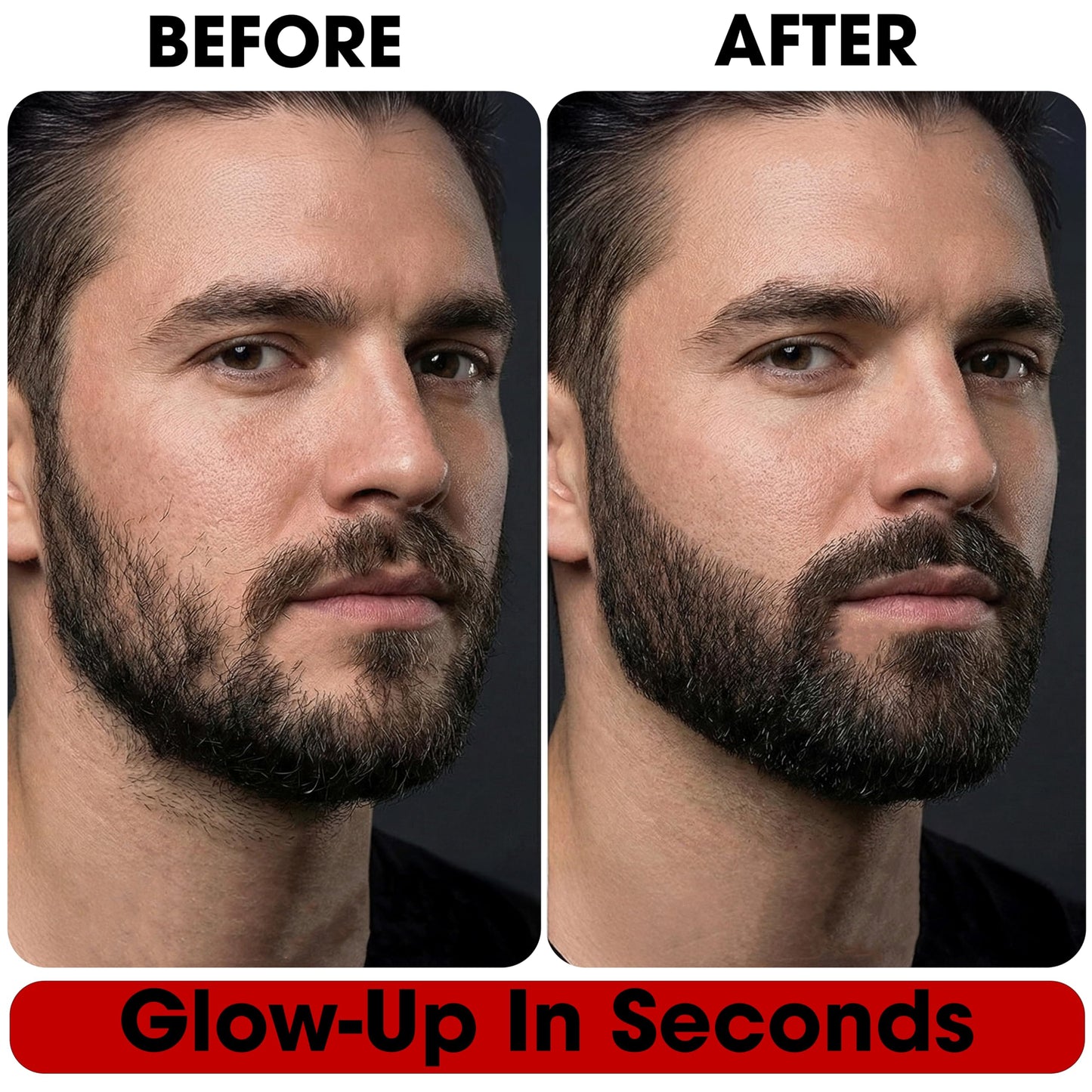 2 Pack - Black Beard Pencil Filler for Men - Waterproof Beard Pen Kit with Brush - Dual Tip Beard Filling Pen for Patches, Hairline & Mustache - Natural Look, Long Lasting Beard Grooming Tool