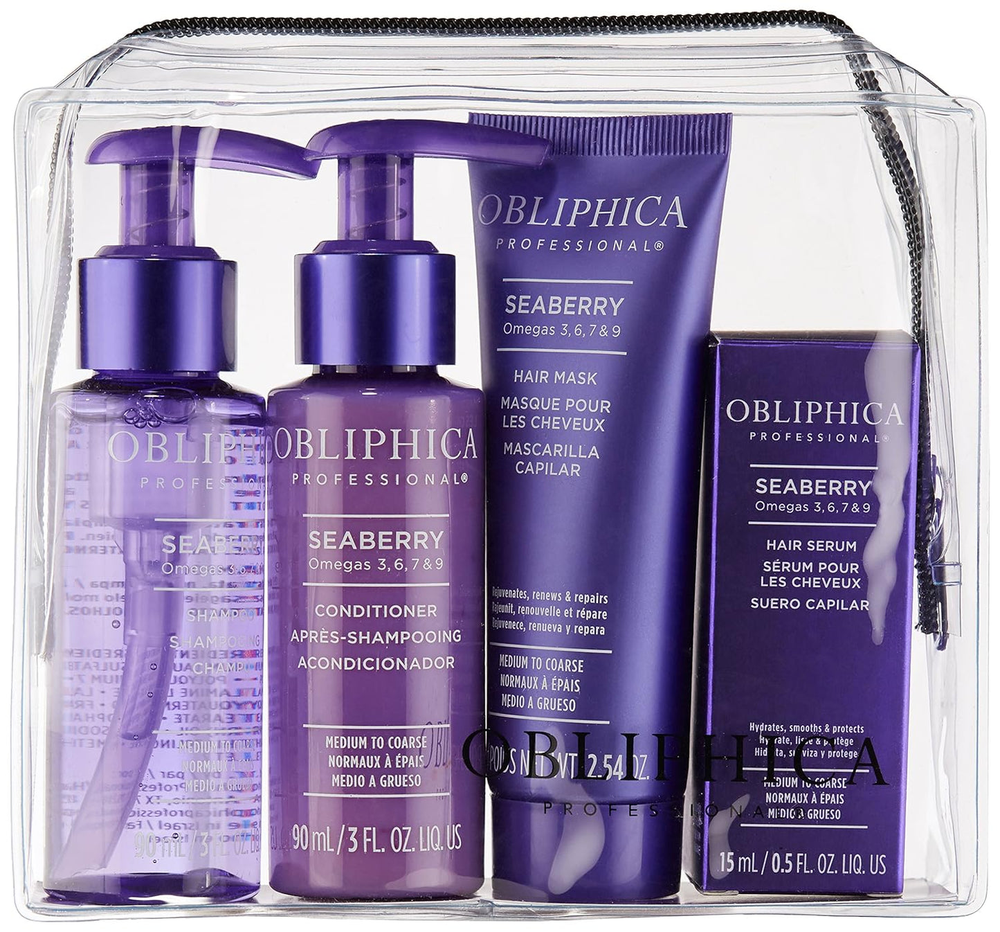 Obliphica Seaberry Travel Kit - Nourishing Hair Care for Medium to Coarse Hair | Perfect for On-the-Go