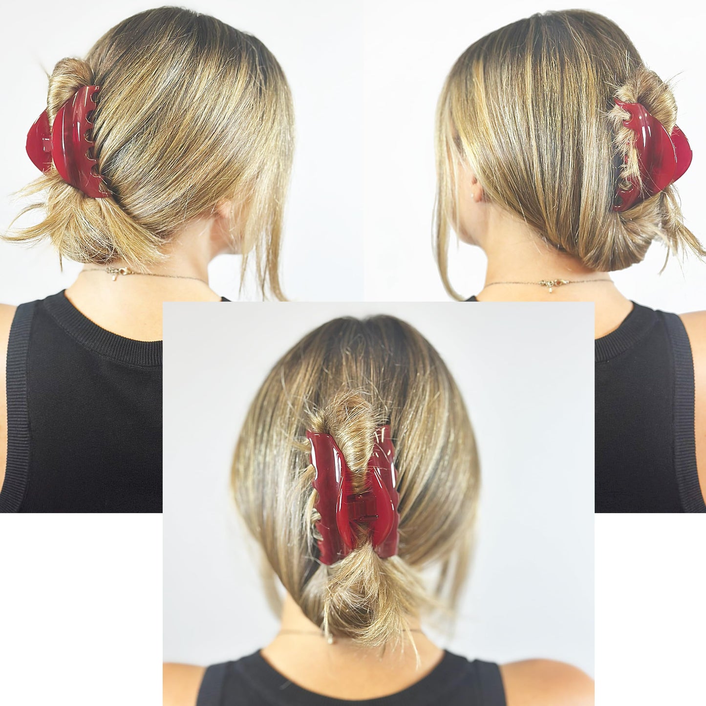 Camila Paris CP2529 French Hair Claw Clip for Women, Red Jaw Clip for Thick Long Curly Wavy Hair, Girls Hair Claw Clips, Strong Hold No Slip Grip, Made in France