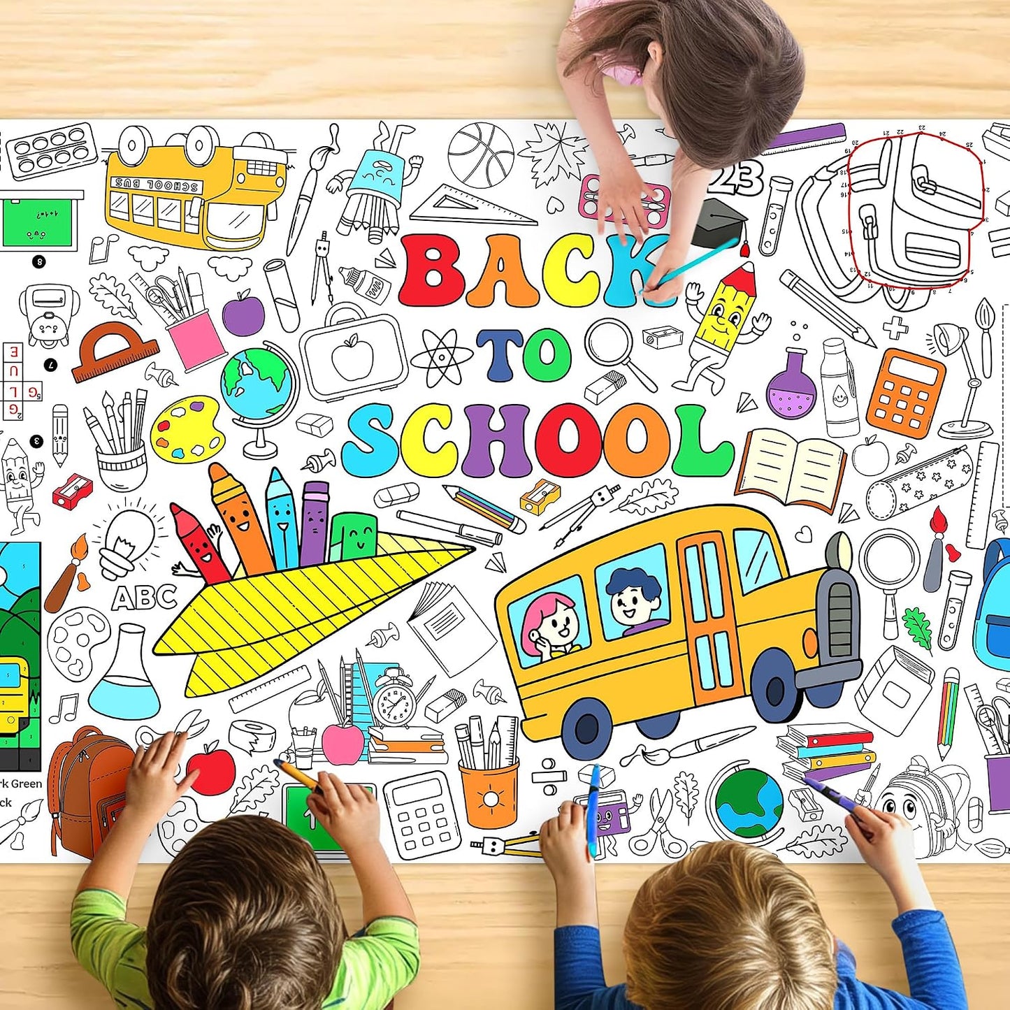 Monster Truck Coloring Tablecloth - Large 30x72 Inch for Kids | Perfect for Birthday Parties & Classroom Fun