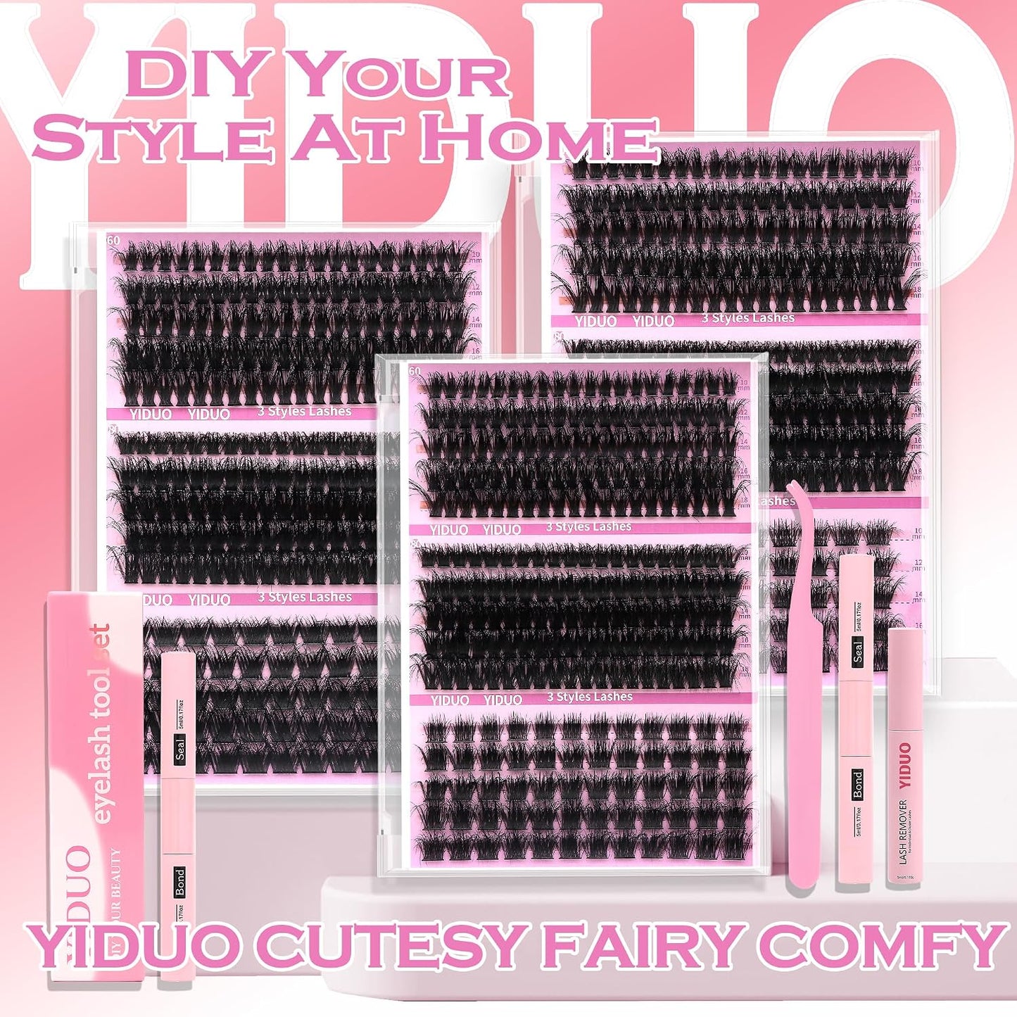Lash Clusters Kit - 770 Pcs Faux Mink Volume Extensions | 5 Styles for DIY Home Use