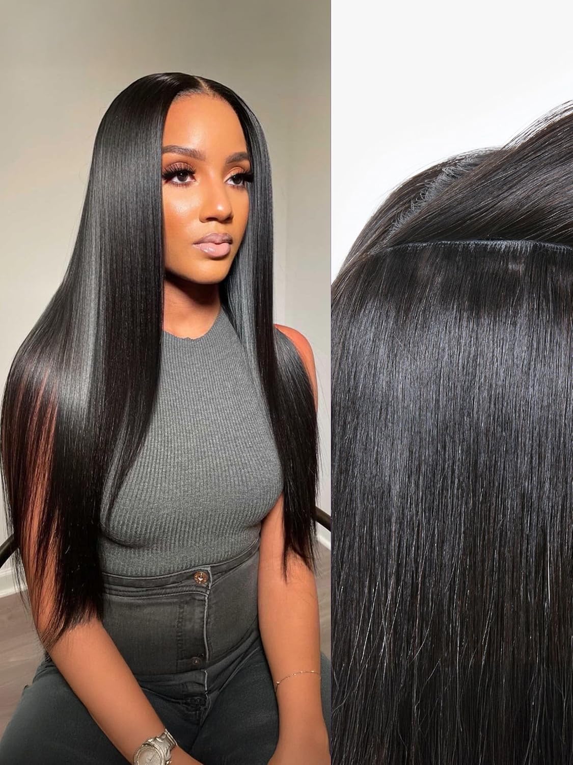 Invisible Messy Curly Clip-In Hair Extensions - Real Human Hair for Women | 14 Inch, 110g, 6 Pcs, Remy Hair