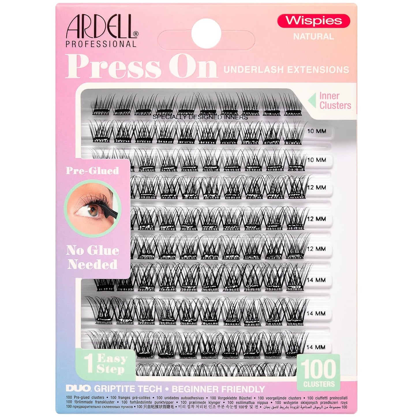 Faux Mink Press On Lashes - Natural Pre-Glued Underlash Extensions | 100 Count DIY Lash Clusters