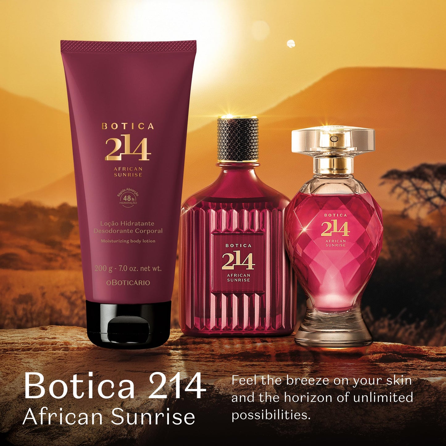 O Boticário BOTICA 214 African Sunrise Eau de Parfum for Men, Fougère Woody Fragrance with Rosemary, Juniper & Patchouli, 3 Ounce (90ml)