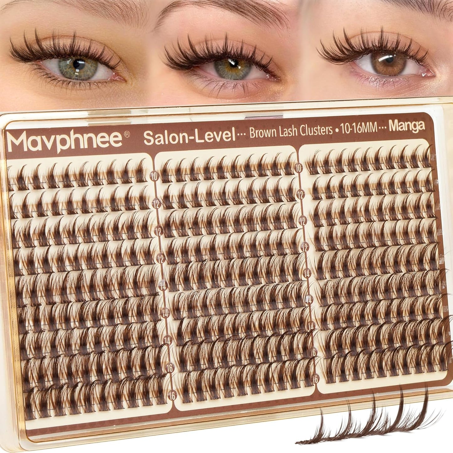Brown Lash Clusters - Wispy Wet Set Eyelash Extensions 8-14MM | Soft Brown Band, 189Pcs Individual Lashes