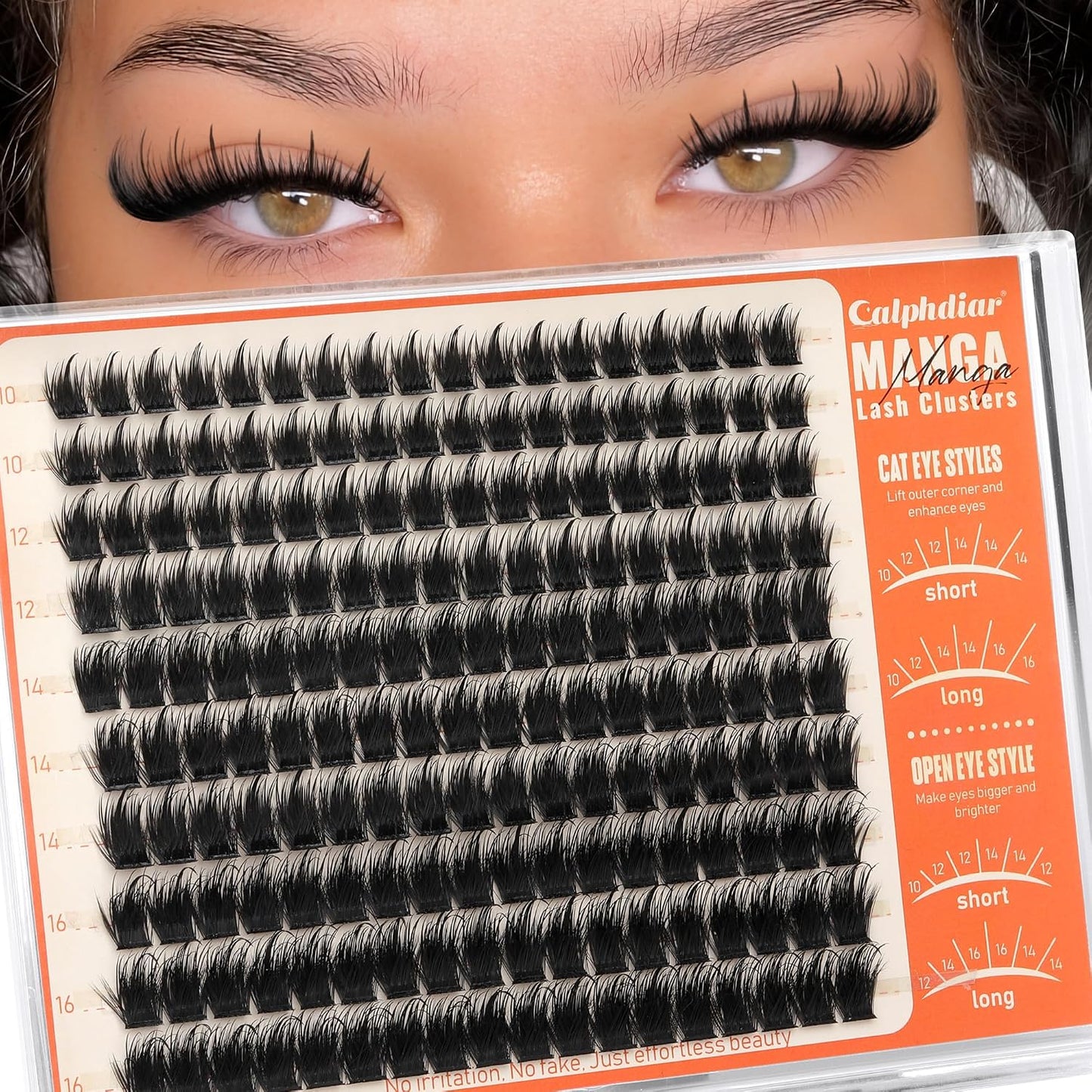 Manga Lash Clusters - Wispy Spiky Volume Eyelash Extensions | Weightless 10-16mm Individual Lashes for DIY Cat Eye Looks