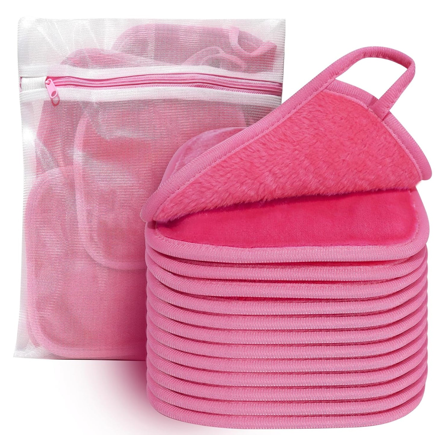 KODAMO Reusable Makeup Remover Cloths - Soft Microfiber Pads for Gentle Cleansing | 12 Pack with Mesh Bag