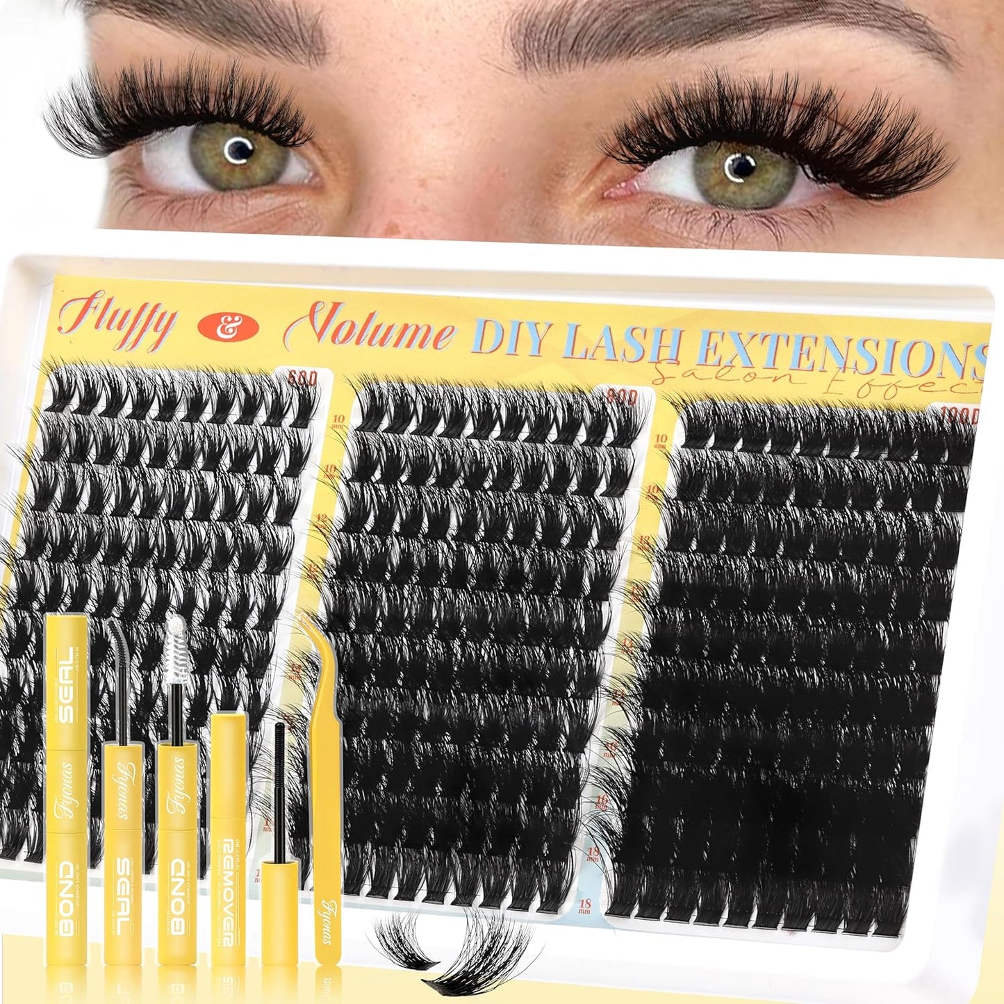 Manga Lash Clusters Kit - Spiky Anime Eyelash Extensions 270 Pcs | D Curl, 10-16mm, Fluffy & Natural Look
