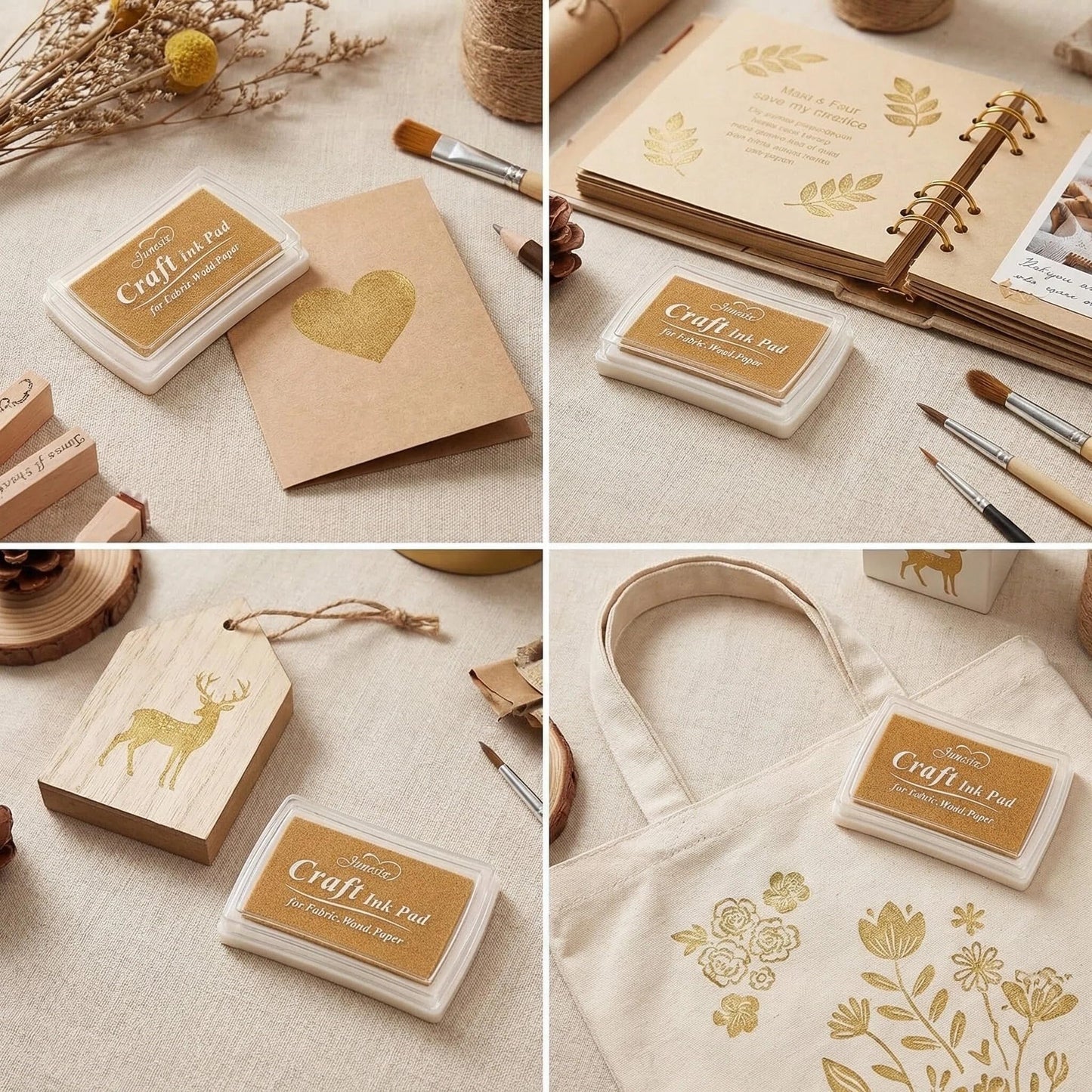 Gold Metallic Ink Pad for Rubber Stamps – Craft Stamp Ink for Scrapbooking, Card Making & DIY Projects