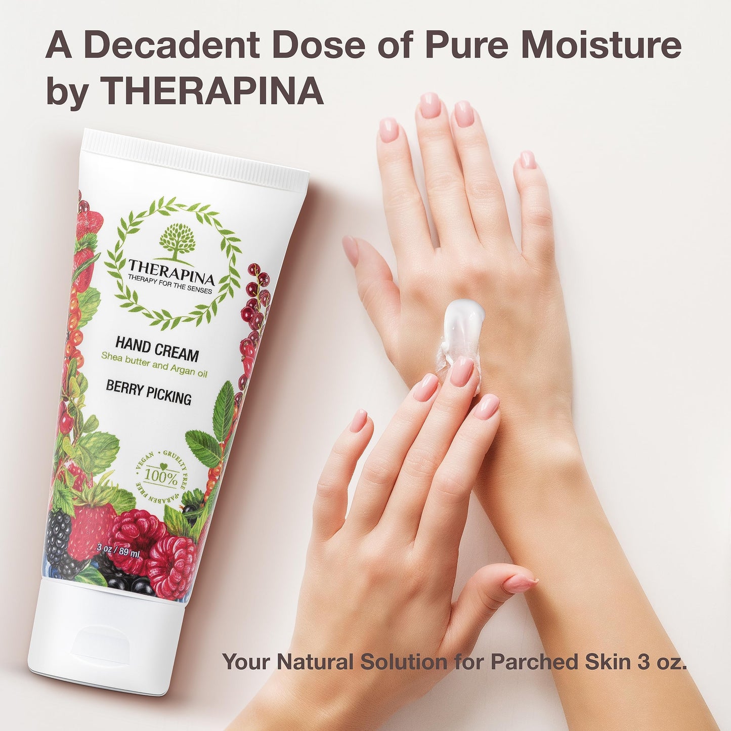 THERAPINA Aromatherapy Hand Cream for Dry Skin – Shea Butter Hand Cream for Women and Men with an Awakening, Long-Lasting Berry Picking Scent – Vegan Hand Cream Lotion for Dry Skin, 3 Oz.