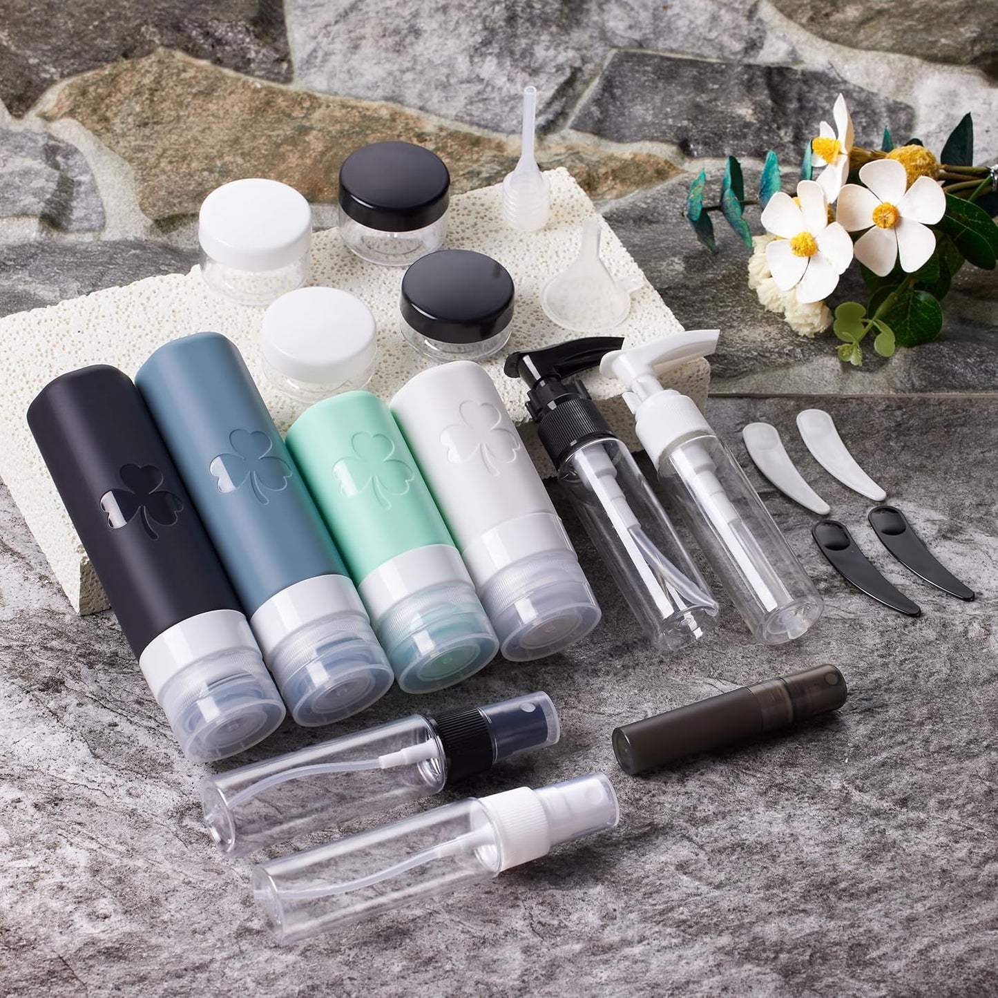 Travel Bottles Set - 23 Pack TSA Approved Silicone Toiletry Bottles | Leak Proof, BPA Free, Refillable Travel Essentials
