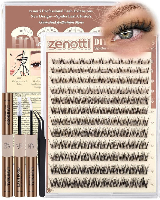 Spider Lashes Cluster Kit - Wispy Eyelash Clusters for Fluffy Extensions | D Curly 8-16mm