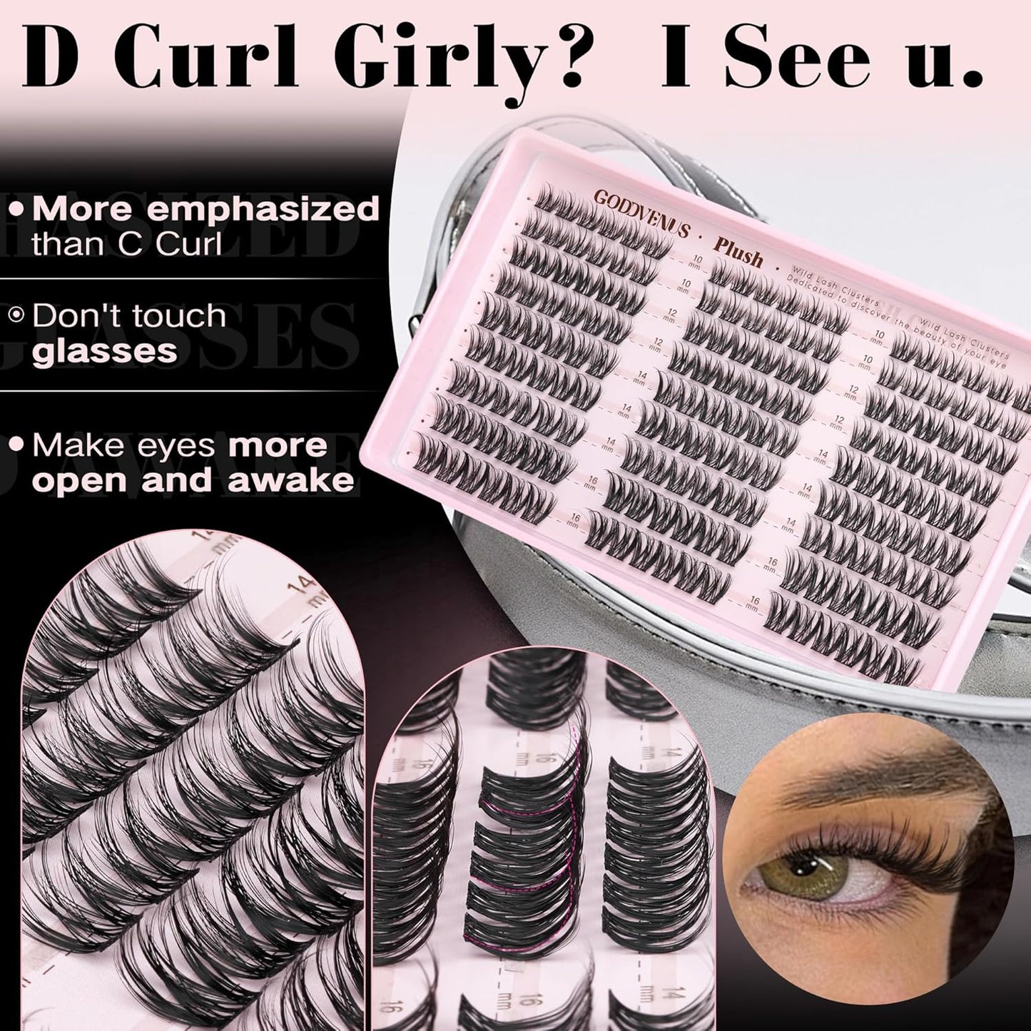 Plush Lash Clusters - Natural Wispy Eyelash Extensions for DIY Home Use | D Curl Individual Lashes
