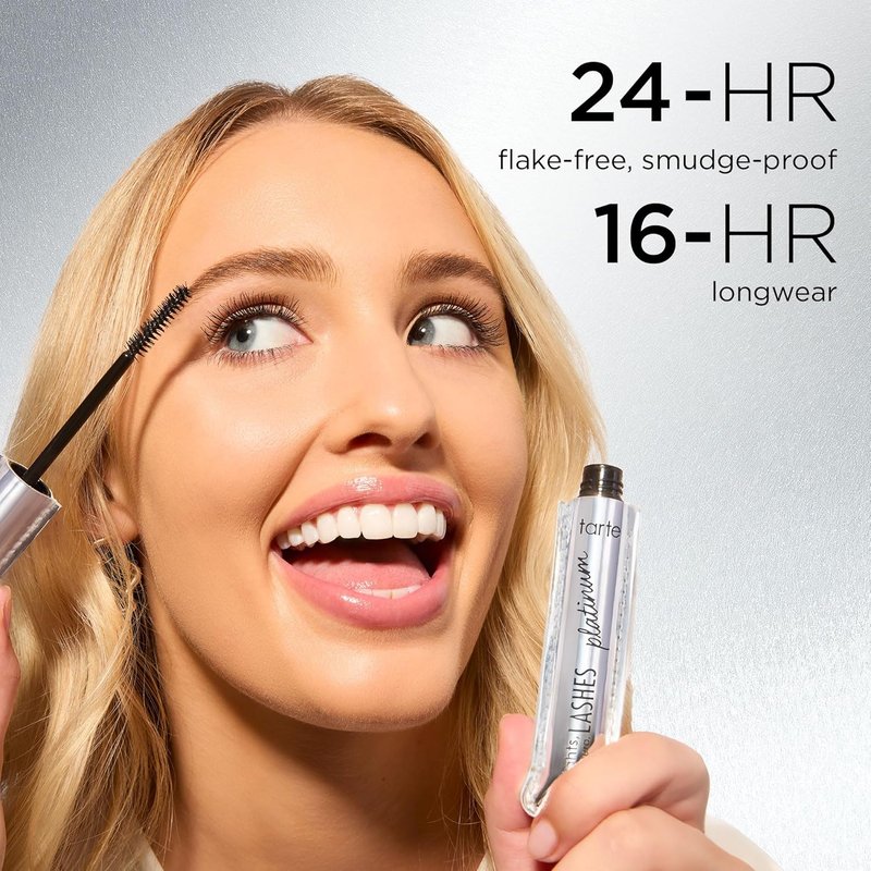 Tarte Lights, Camera, Lashes Platinum Volumizing Mascara - Black Tinted Peptide Lash Serum for Volume & Length, Smudge-Proof, Vegan