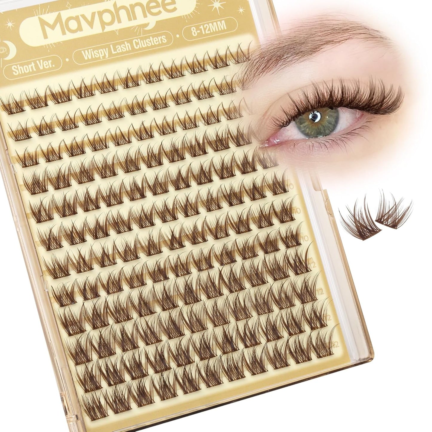 Natural DIY Lash Extensions - C-Curly Cluster Eyelashes | 216 Pcs Wispy Cat Eye Lashes for Beginners