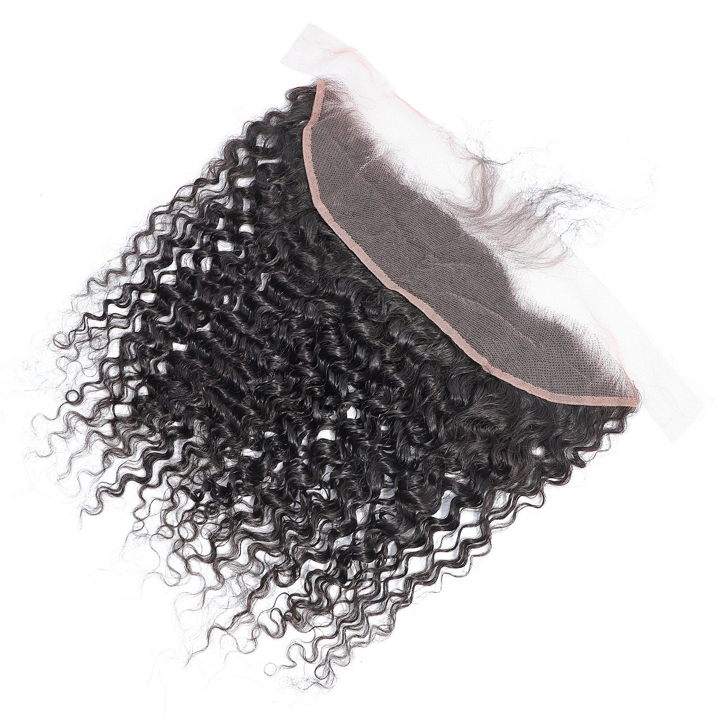 13x4 Lace Frontal Only Deep Curly Regular HD Lace, 200% Density, 100% Brazilian Virgin Human Hair Ear to Ear HD Lace Frontal Pre Plucked with Baby Hair Natural Black Color 14 Inch