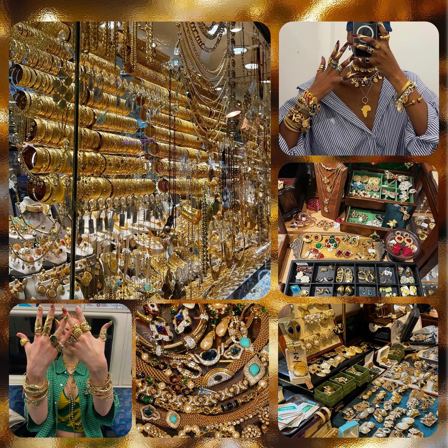SMUOBT Mystery Box Gold Jewelry - 40-45 Piece Surprise Gold Tone Accessories Set for Women | Necklace, Bracelet, Earrings, Rings Collection for Party, Gift Idea