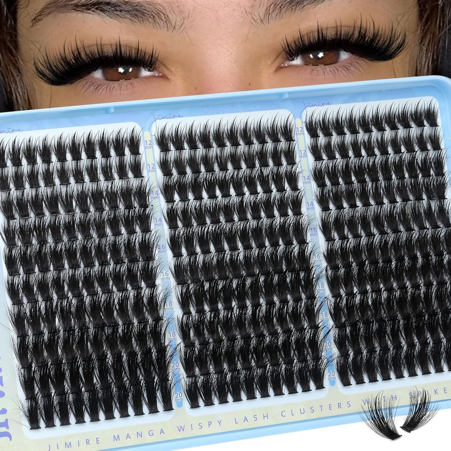 Manga Lash Clusters - Wispy Fluffy Eyelash Extensions | CC Curly 14-18MM, 162 Pcs Pack for DIY Thick Volume