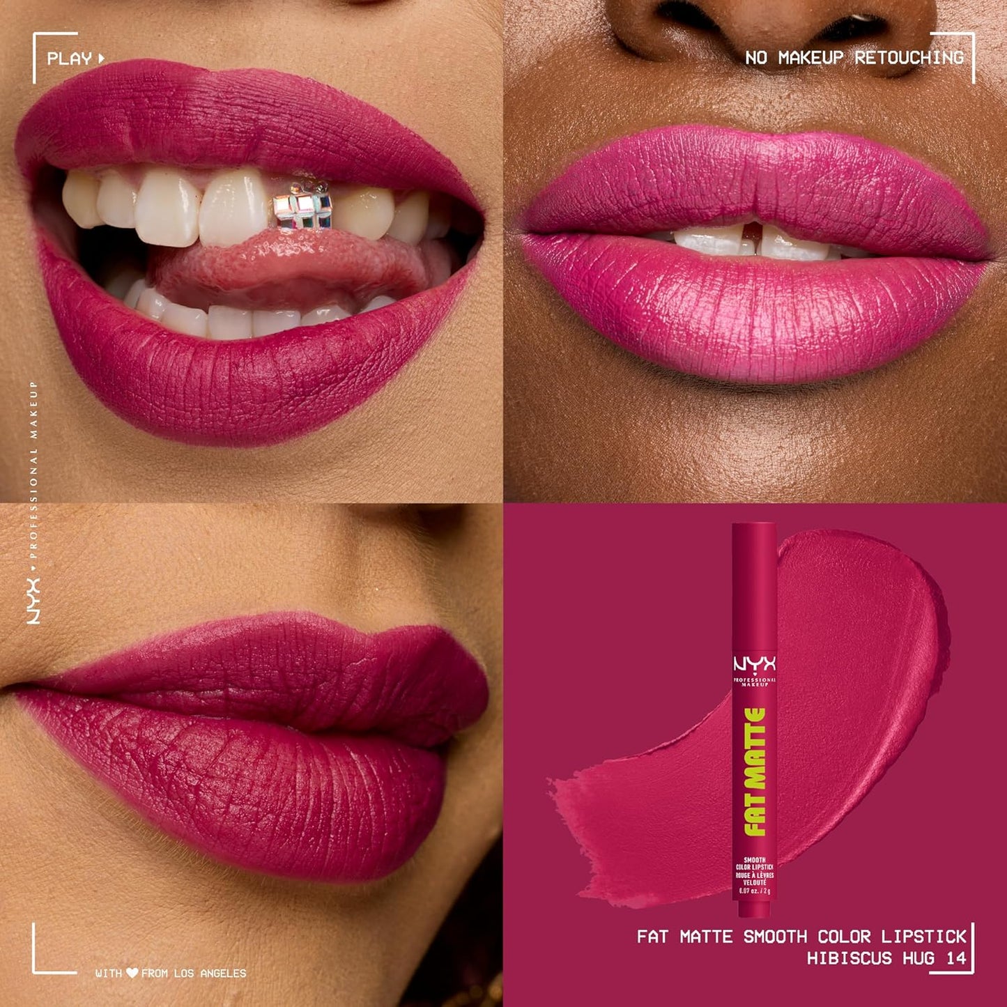 NYX Fat Matte Lipstick | Pigmented, Smoothing, Non-Drying Lip Crayon - Hibiscus Hug (Magenta)