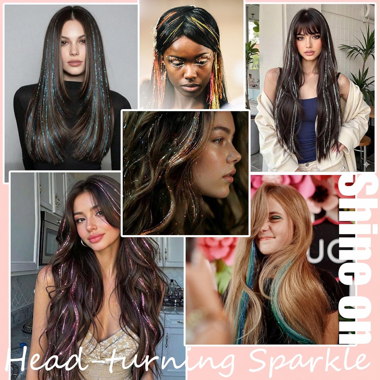 Hair Tinsel Kit - 30 Colors 48-Inch Glitter Extensions | Sparkling Heat-Resistant Fairy Hair for Festivals