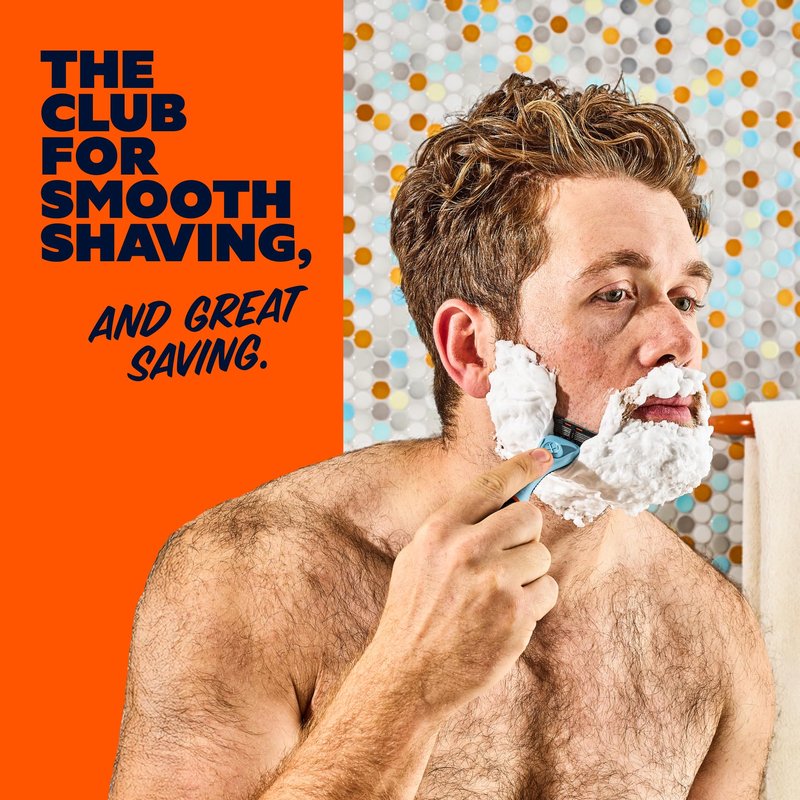Dollar Shave Club | Travel Shave Set | 4 Swift Rinse Refill Cartridges, 1 Handle (Blue), 1 Razor Cover
