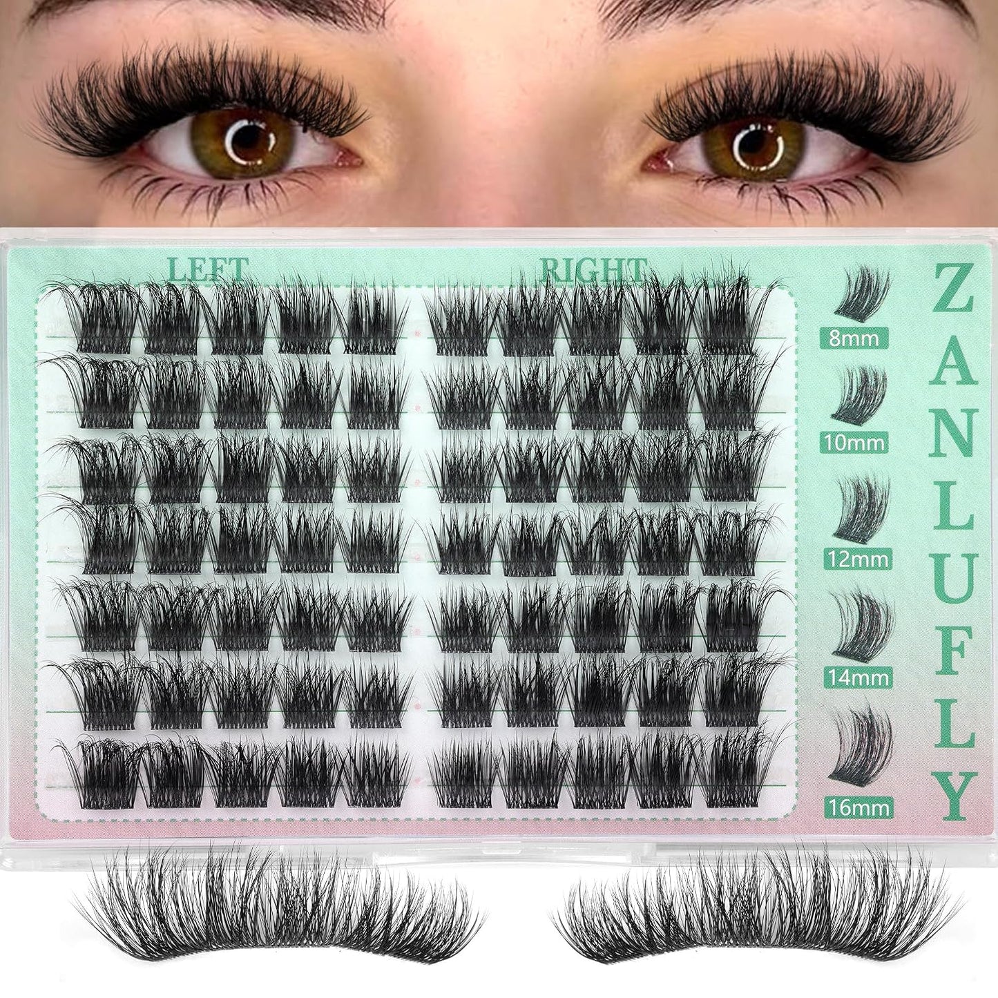 Natural Volume Eyelash Clusters - Wispy Faux Mink Extensions 10-16mm | CC Curly Individual Lashes