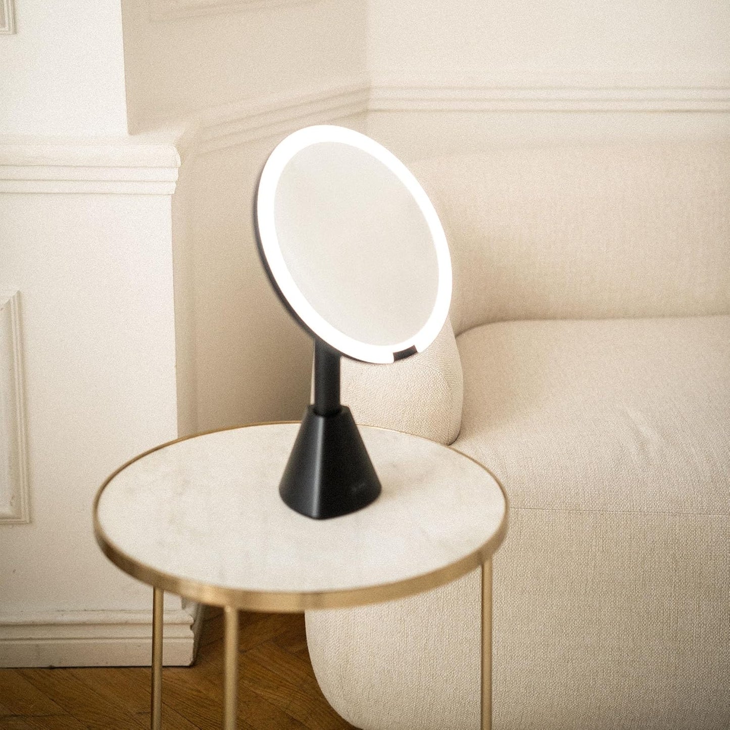 Ilios Lighting 9" Lighted Makeup Mirror - 5X Magnification, Rechargeable LED, Adjustable Lighting (3200K–6500K) | Black