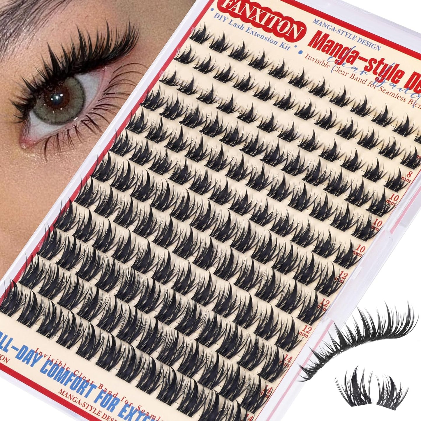 DIY Eyelash Extension Kit - Thick Volume 40D & 50D Cluster Lashes | 280 Pieces with Bond & Tweezers