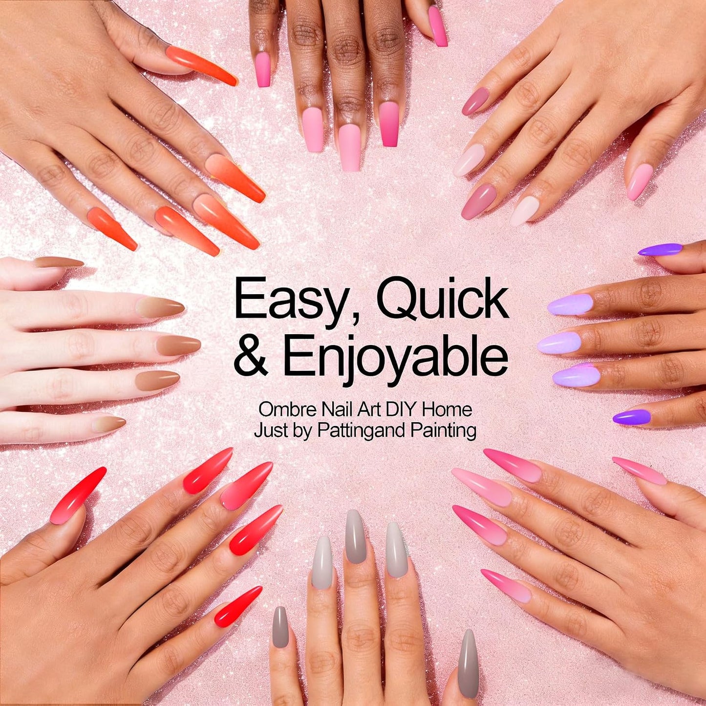 Pat Pat Gel Ombre Nail Art Palette - 12 Colors Gradient Sponge Painting Set for Salon Manicure