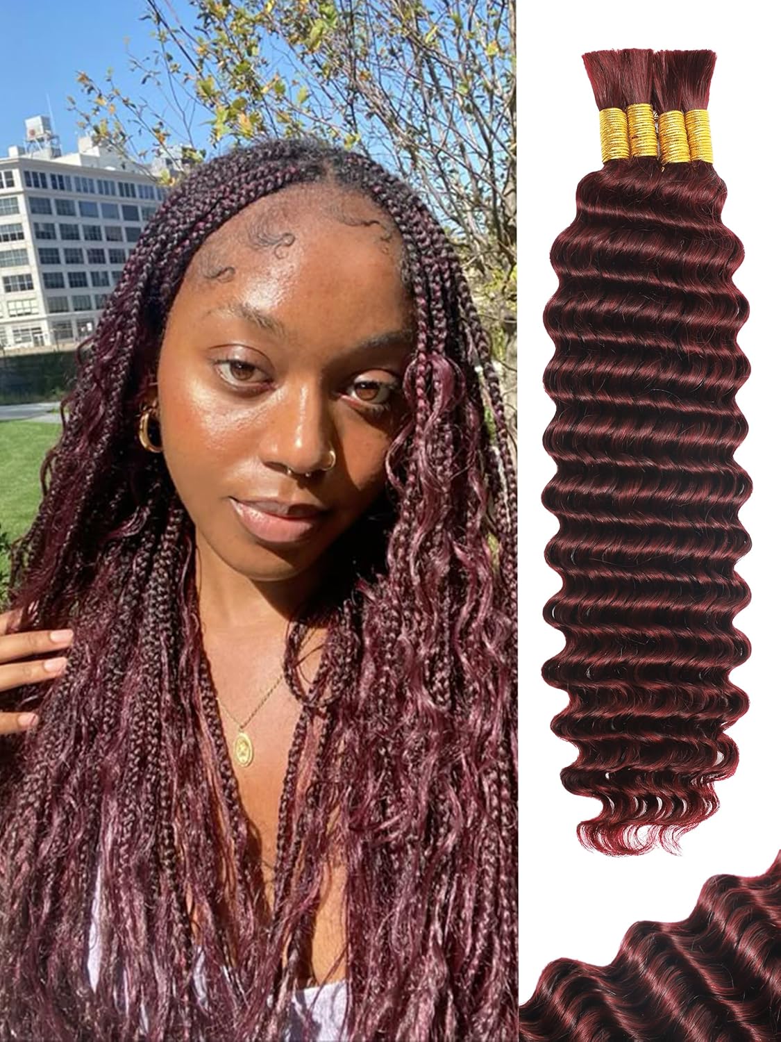 Human Braiding Hair - 18 Inch Deep Wave Bulk Extensions | 4 Bundles, No Weft, 10A Quality
