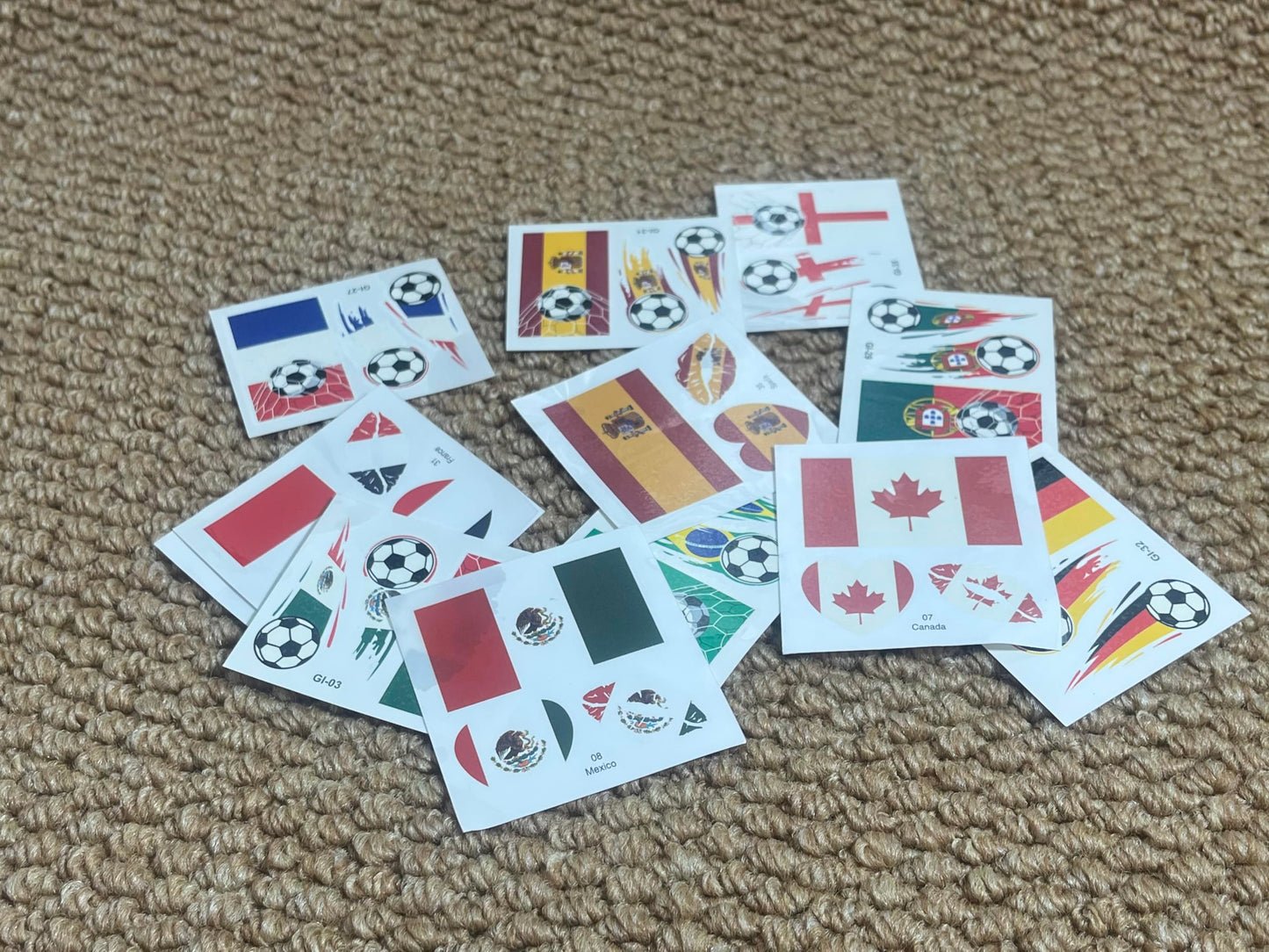 60PCS 20 Sheets World Cup Temporary Tattoo Sticker for Soccer Fans, 10 Country Flags Tattoos Sticker for all Ages Boy Girl Teen, Soccers Party, Game Days, Watch Parties, Waterproof Sweat Proof Vinyl