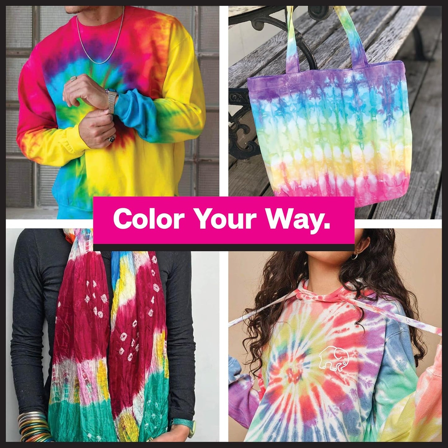 One-Step Tie Dye Kit - 14 Vibrant Colors for Large Groups | Easy Clean-Up & Permanent Fabric Dye