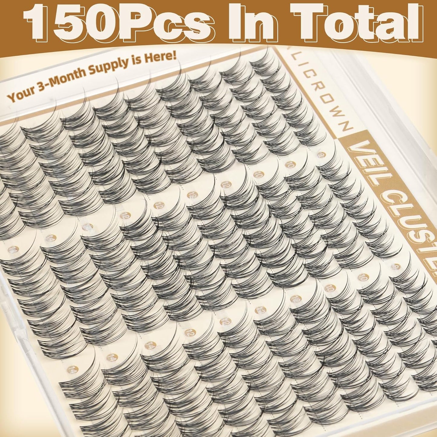 Natural Lash Clusters - 150 Pcs Wispy Eyelash Extensions | 9mm-14mm CC Curl, No-Makeup Look