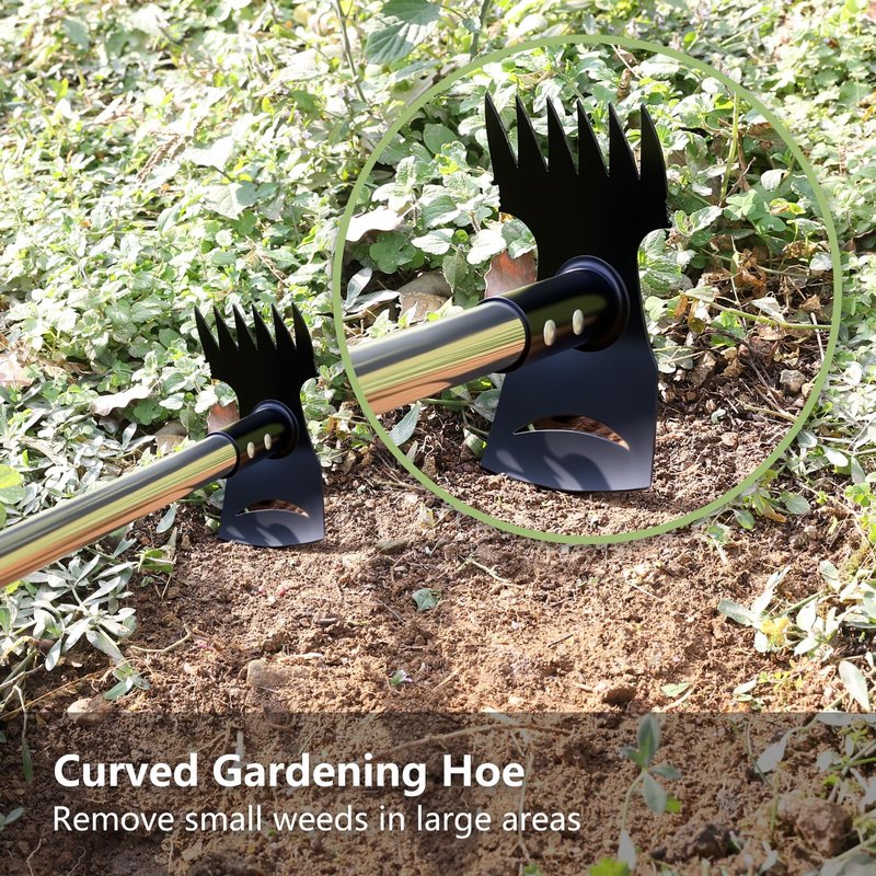 Mitclear Weed Puller Tool with Long Handle(58IN), 2-in-1 Gardening Hand Tools Weeds Remover, Weeder Rake & Garden Hoe Combo, Manual Weeding Puller Tool for Garden Yard Patio Lawn