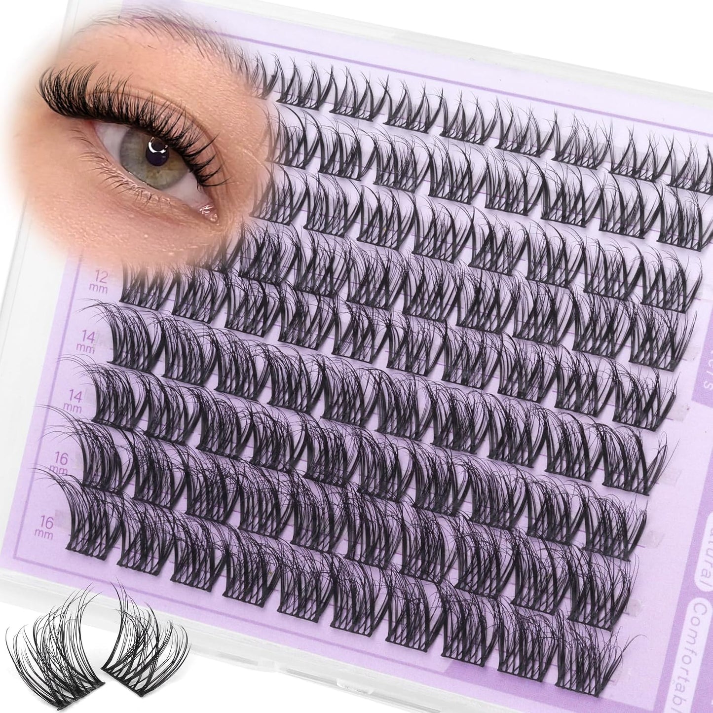 Manga Lash Clusters - Natural Wispy Eyelash Extensions | C-Curl 8-14mm, 180pcs DIY Kit