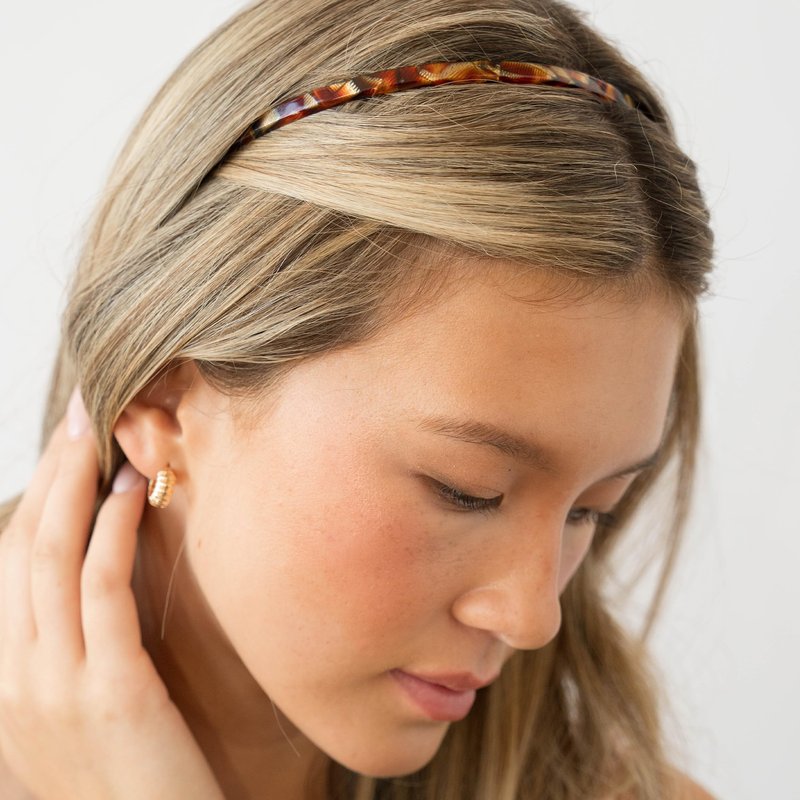 Brown Headband for Women, France Luxe 1/4" Ultracomfort Thin Headband, Africa, Flexible Fit with No Slip Gentle Teeth, All-Day Hold