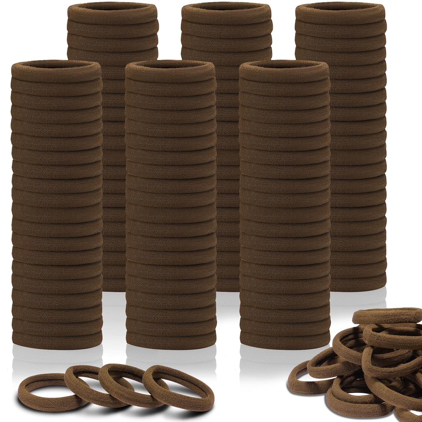 IKOCO Black Hair Ties - 150PCS No Damage Cotton Seamless Ponytail Holders for Thick Hair