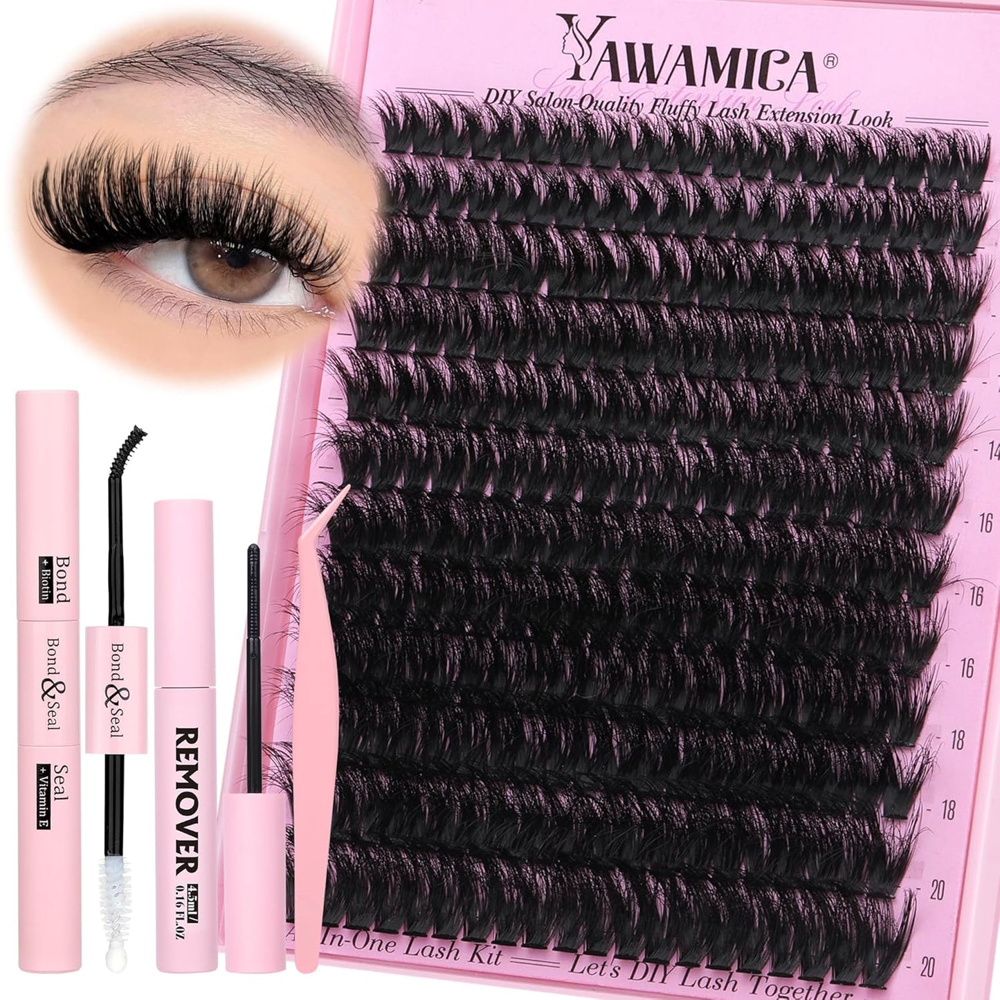 Fluffy Lash Clusters - 10-14mm D Curl Individual Eyelash Extensions | Thick 200D Volume for Soft Glam