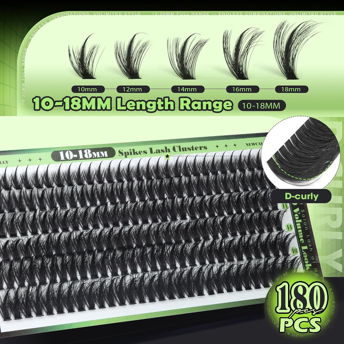 Lash Clusters - Spiky Manga Eyelash Extensions | Fluffy D-Curl Wispy 10-18MM Volume Lashes